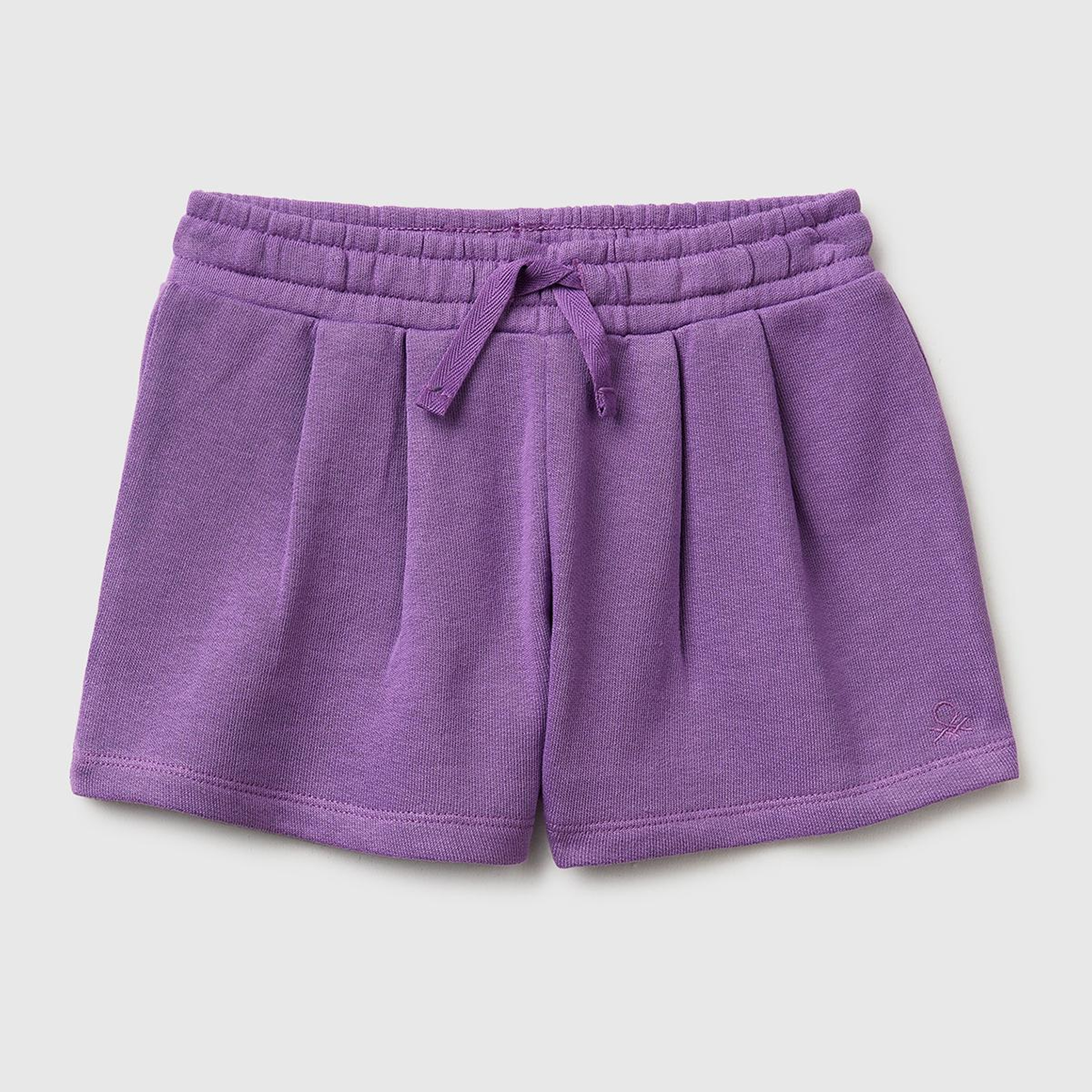 Kız Çocuk Mor Logo İşlemeli Beli İpli Şort