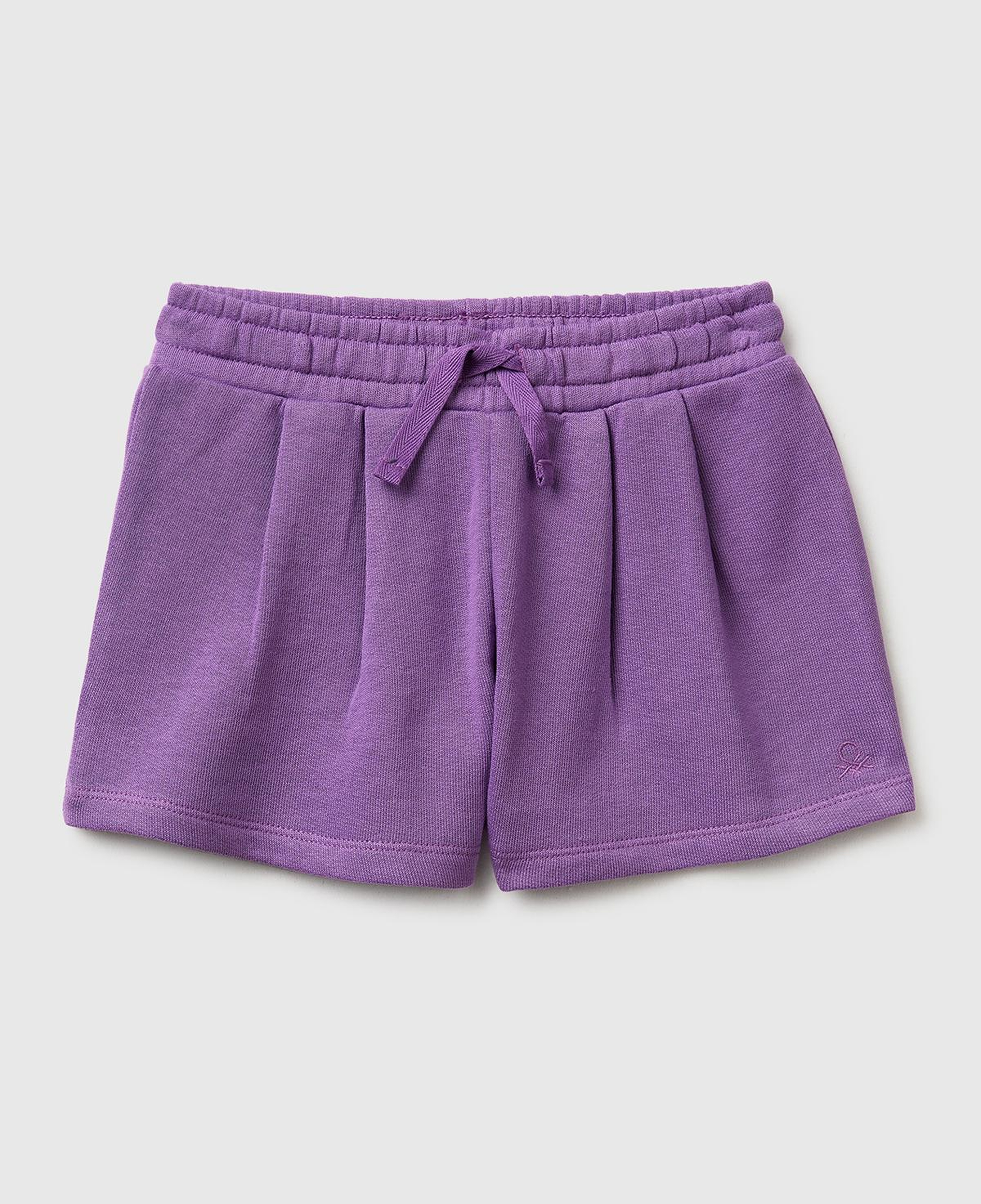 Kız Çocuk Mor Logo İşlemeli Beli İpli Şort