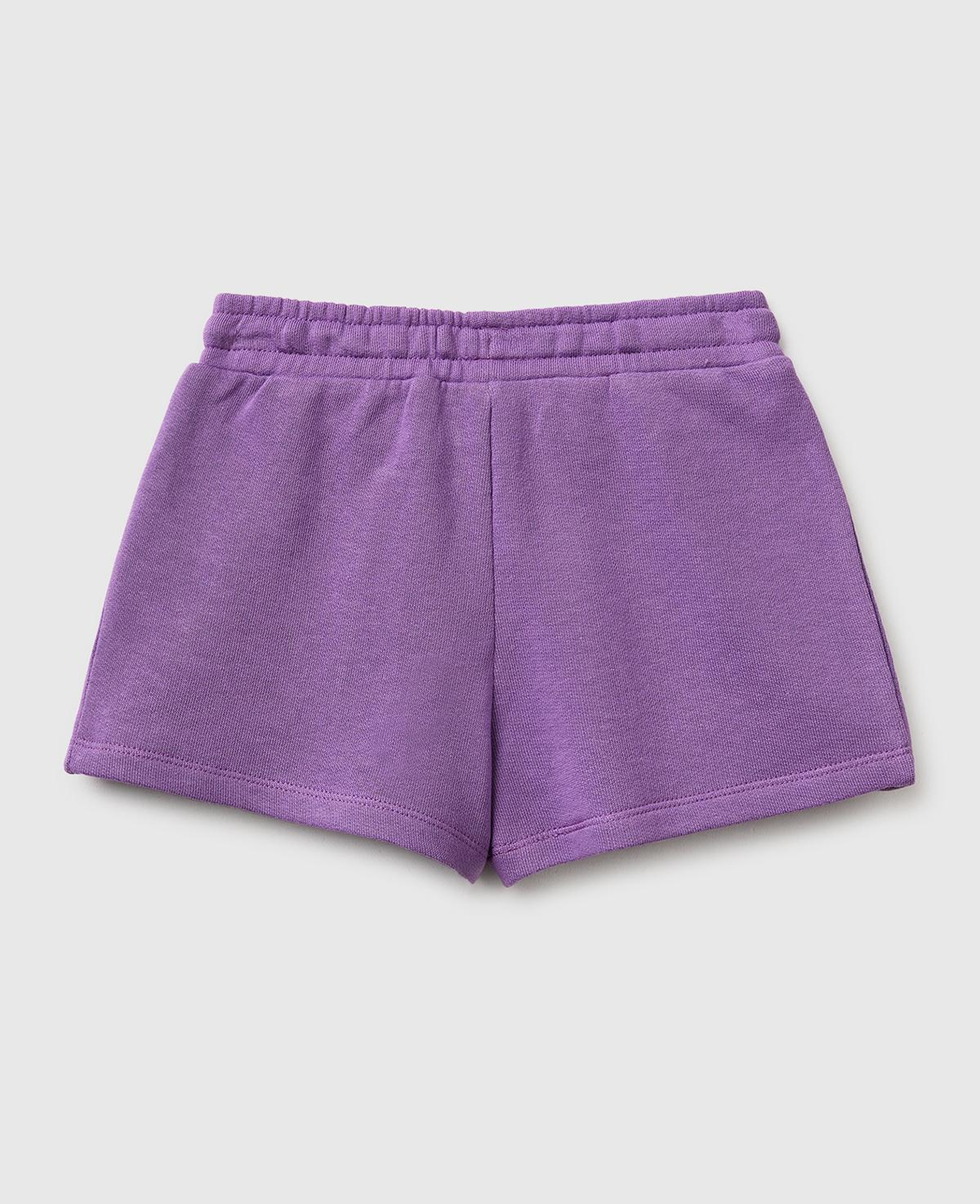 Kız Çocuk Mor Logo İşlemeli Beli İpli Şort