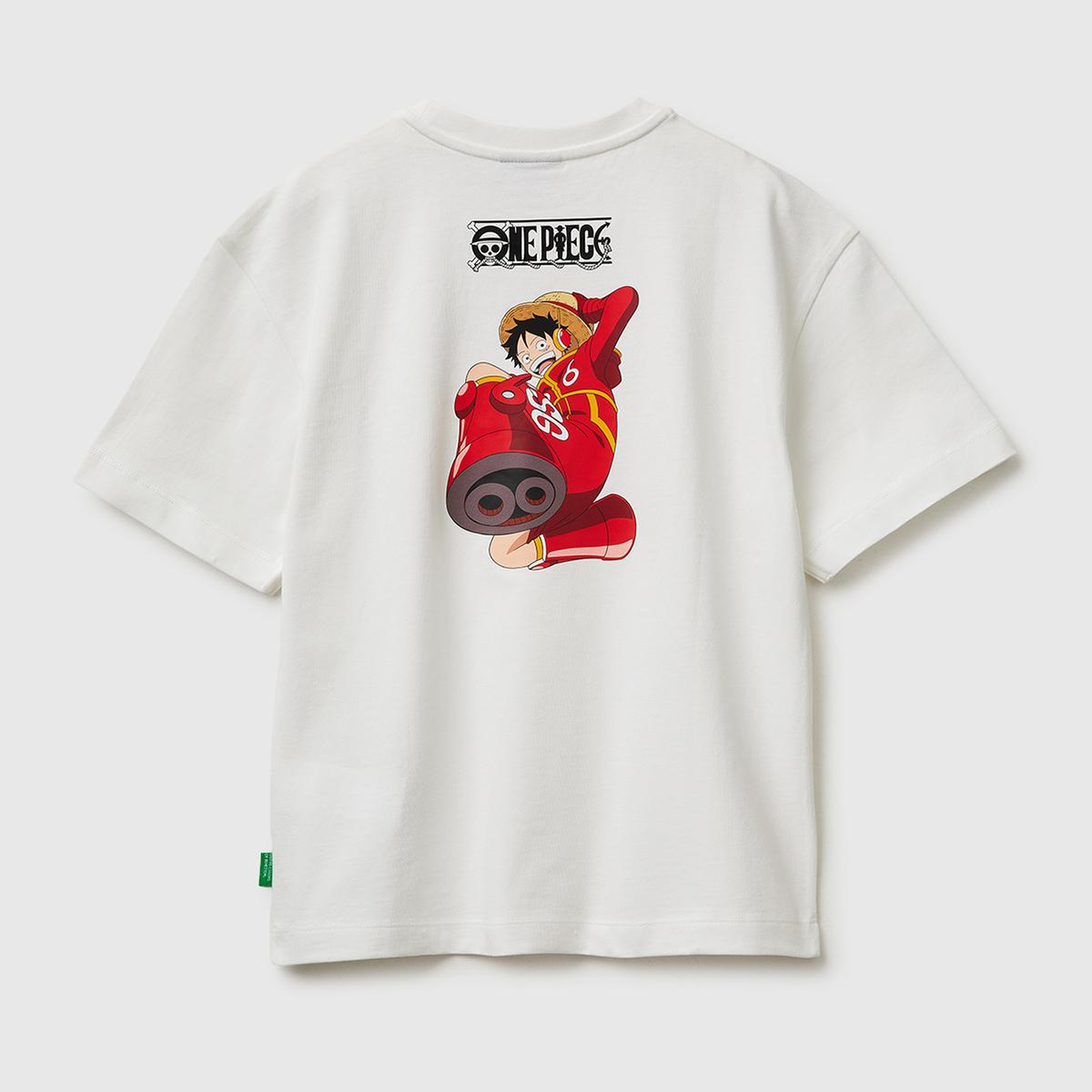 Erkek Çocuk Ekru Önü ve Arkası One Piece Baskılı Bisiklet Yaka T-Shirt