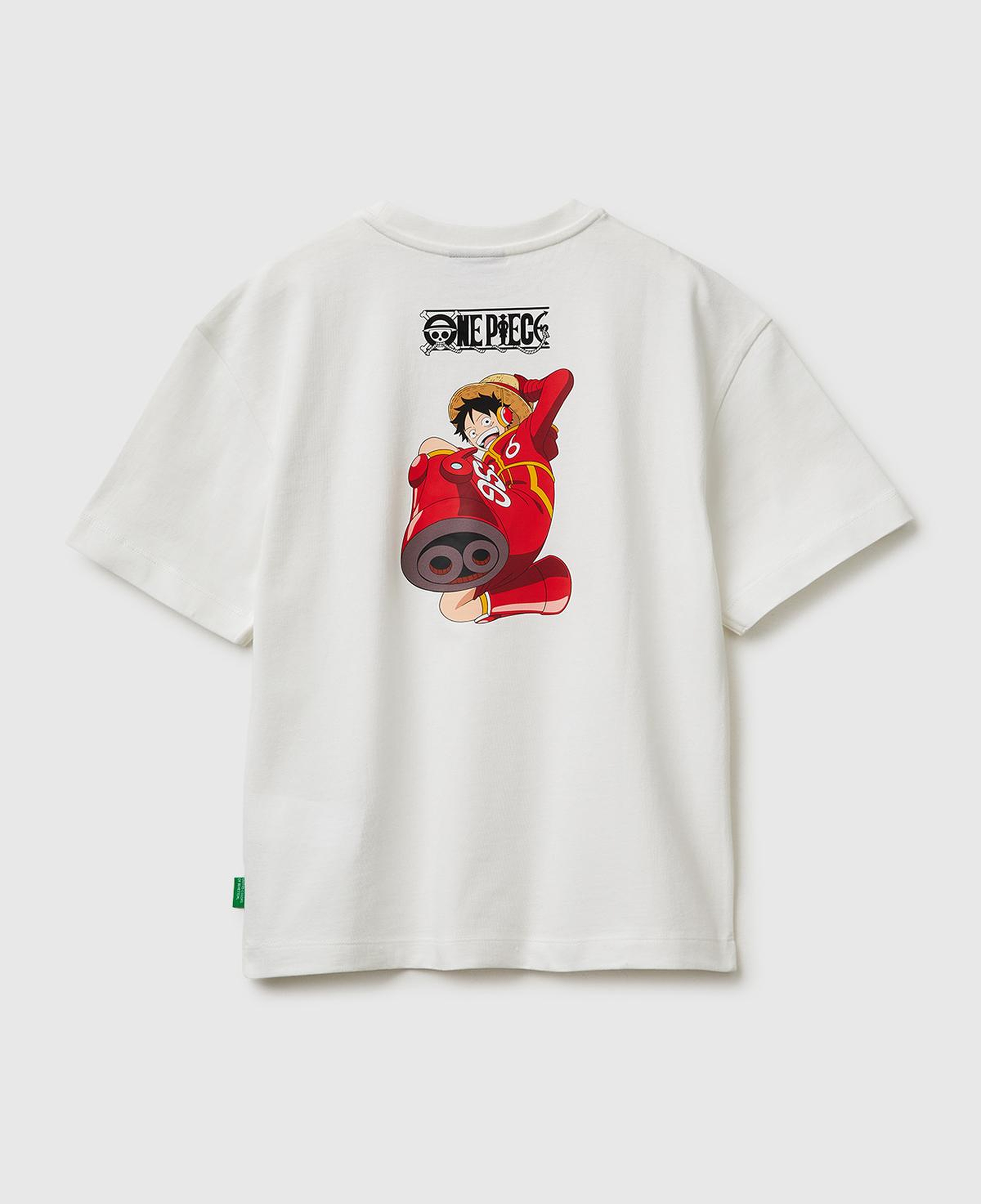 Erkek Çocuk Ekru Önü ve Arkası One Piece Baskılı Bisiklet Yaka T-Shirt
