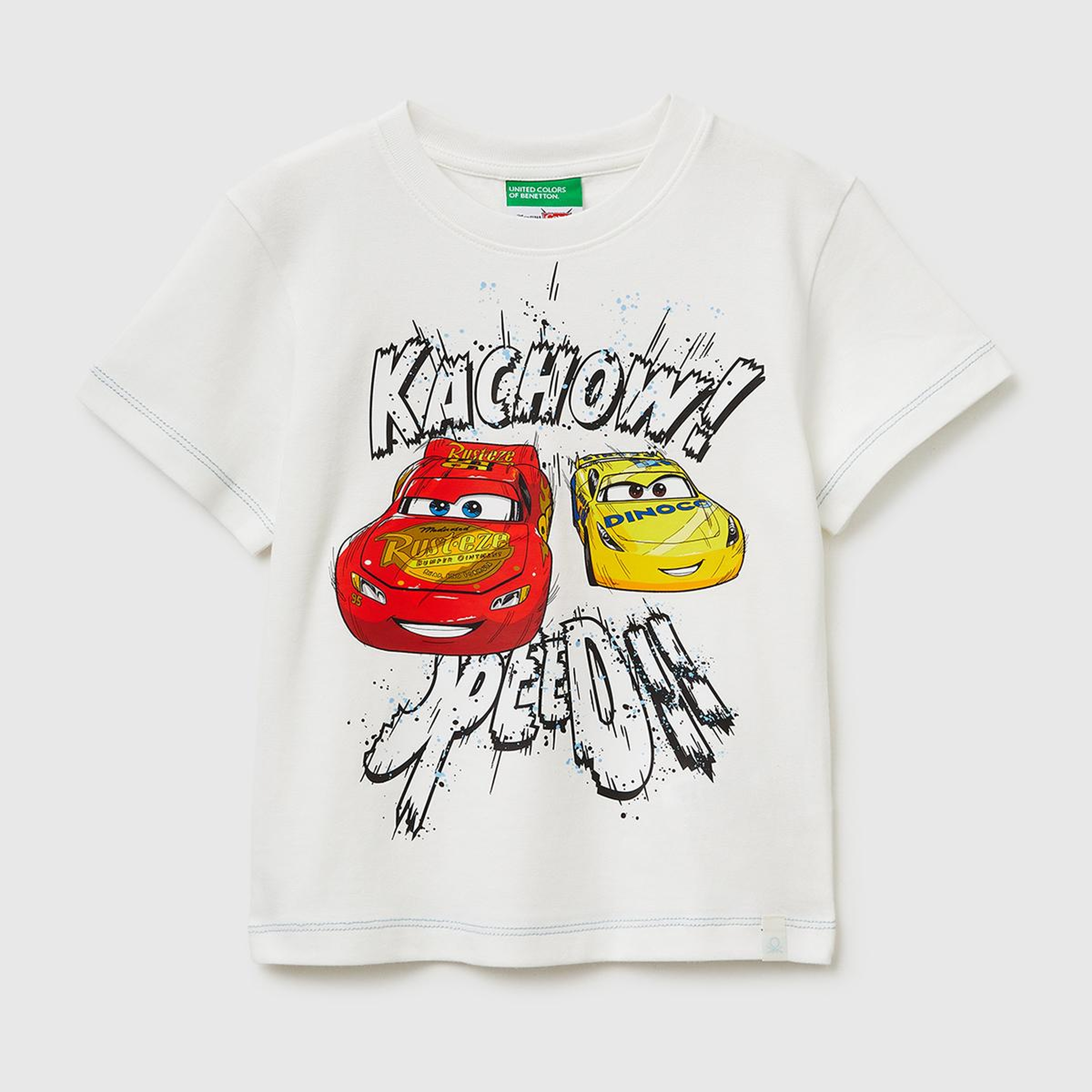 Erkek Çocuk Beyaz Çok Renkli Baskılı Etek Ucu Logolu Bisiklat Yaka T-Shirt