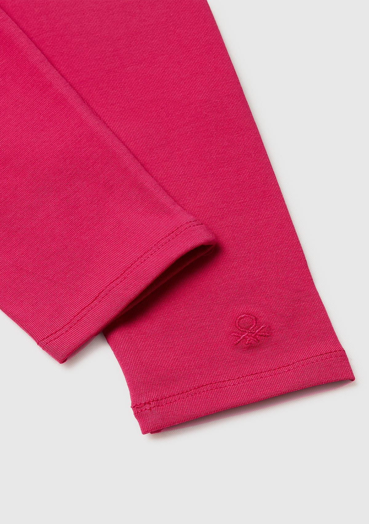 Kız Çocuk Koyu Pembe Logo İşlemeli Tayt
