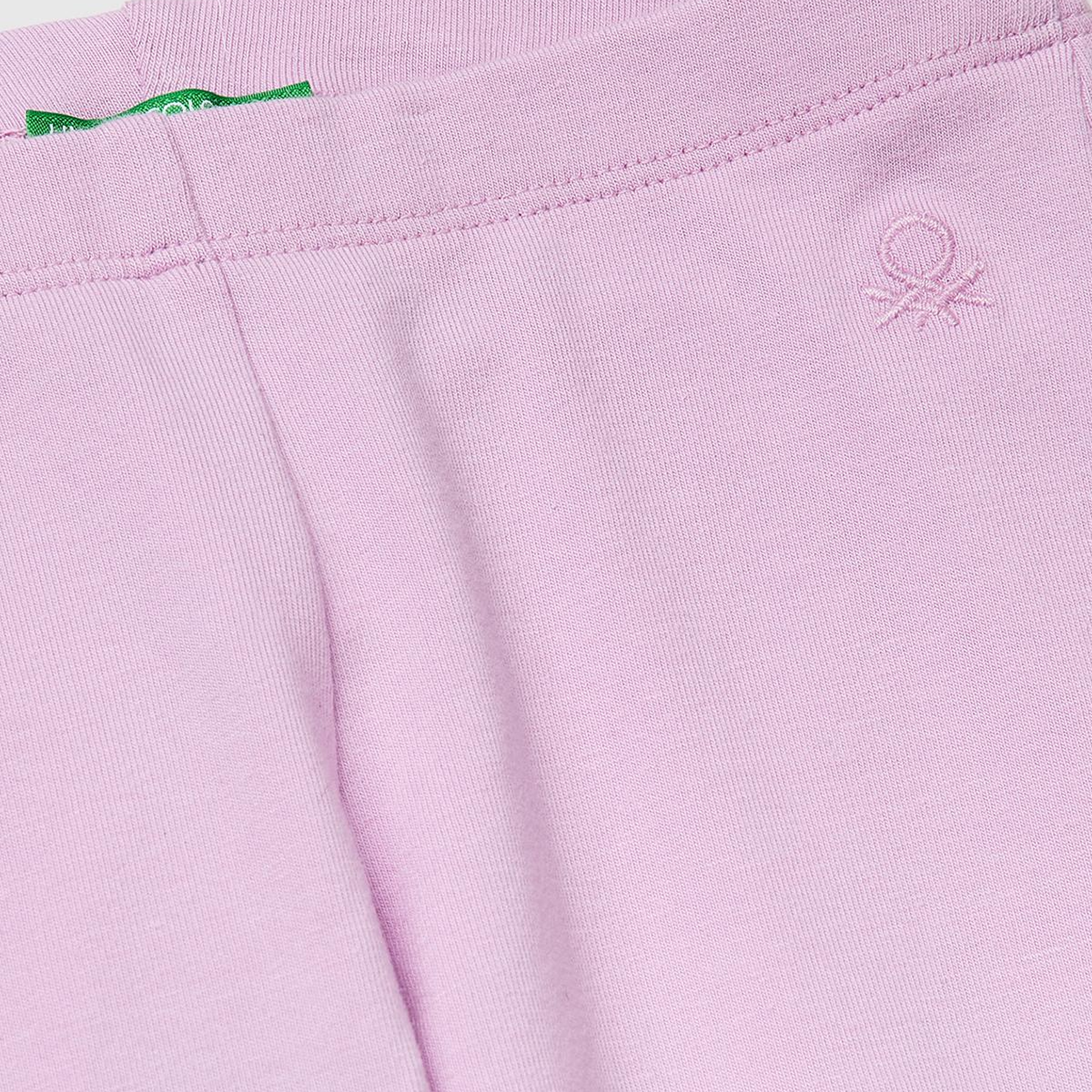 Kız Çocuk Pembe Logo İşlemeli Bol Paça Tayt