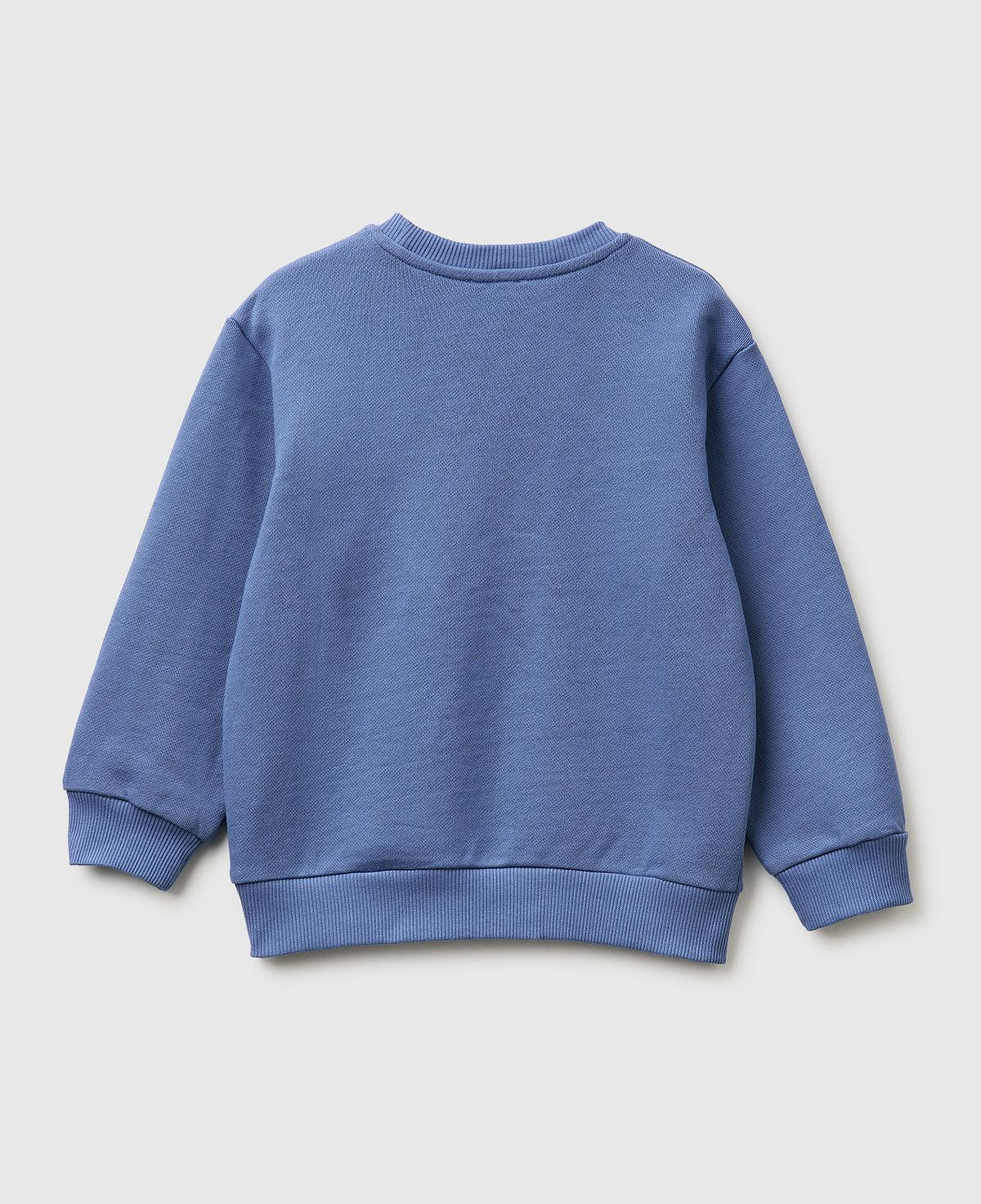 Erkek Çocuk Havacı Mavi Önü Baskılı Rahat Kalıp Bisiklet Yaka Sweatshirt