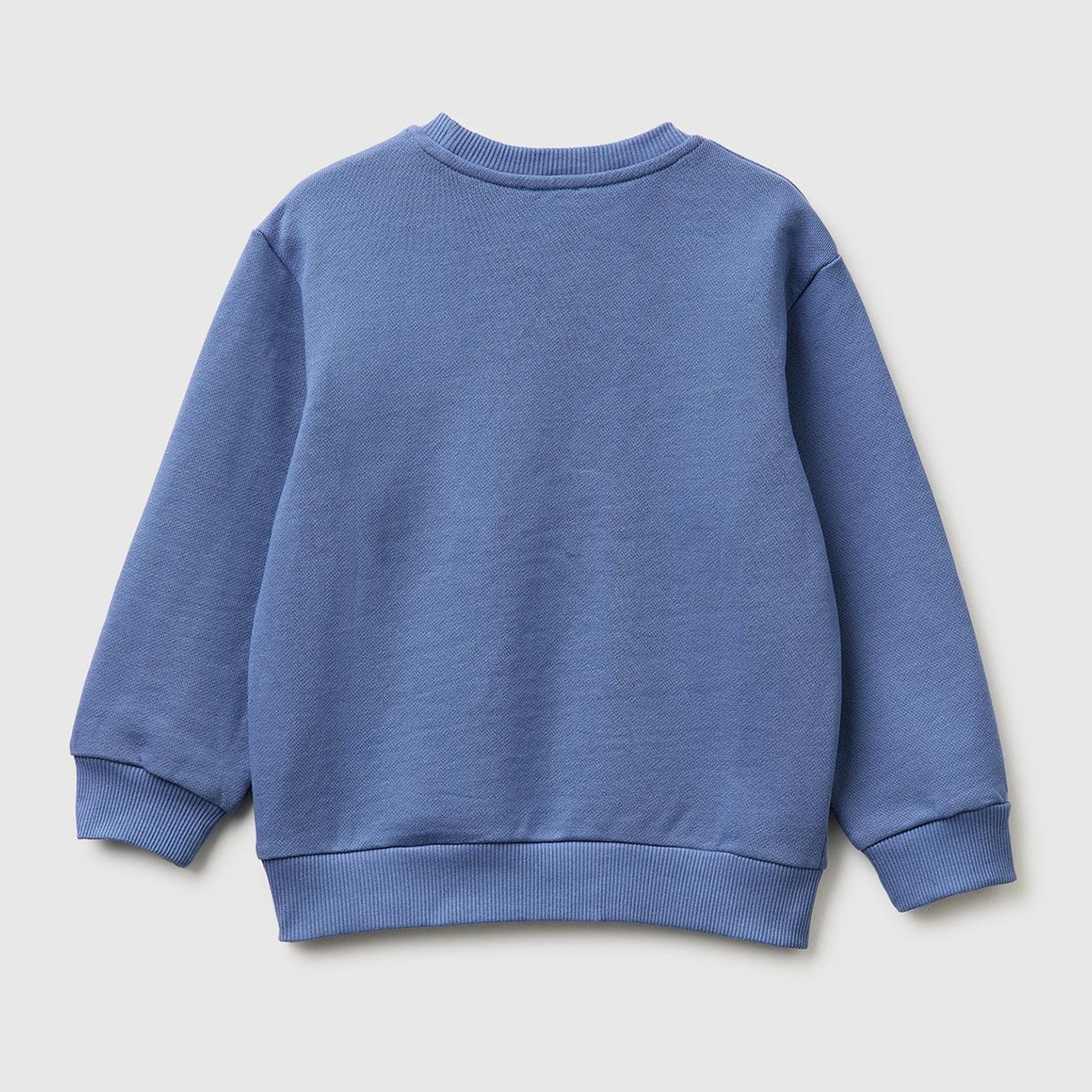 Erkek Çocuk Havacı Mavi Önü Baskılı Rahat Kalıp Bisiklet Yaka Sweatshirt