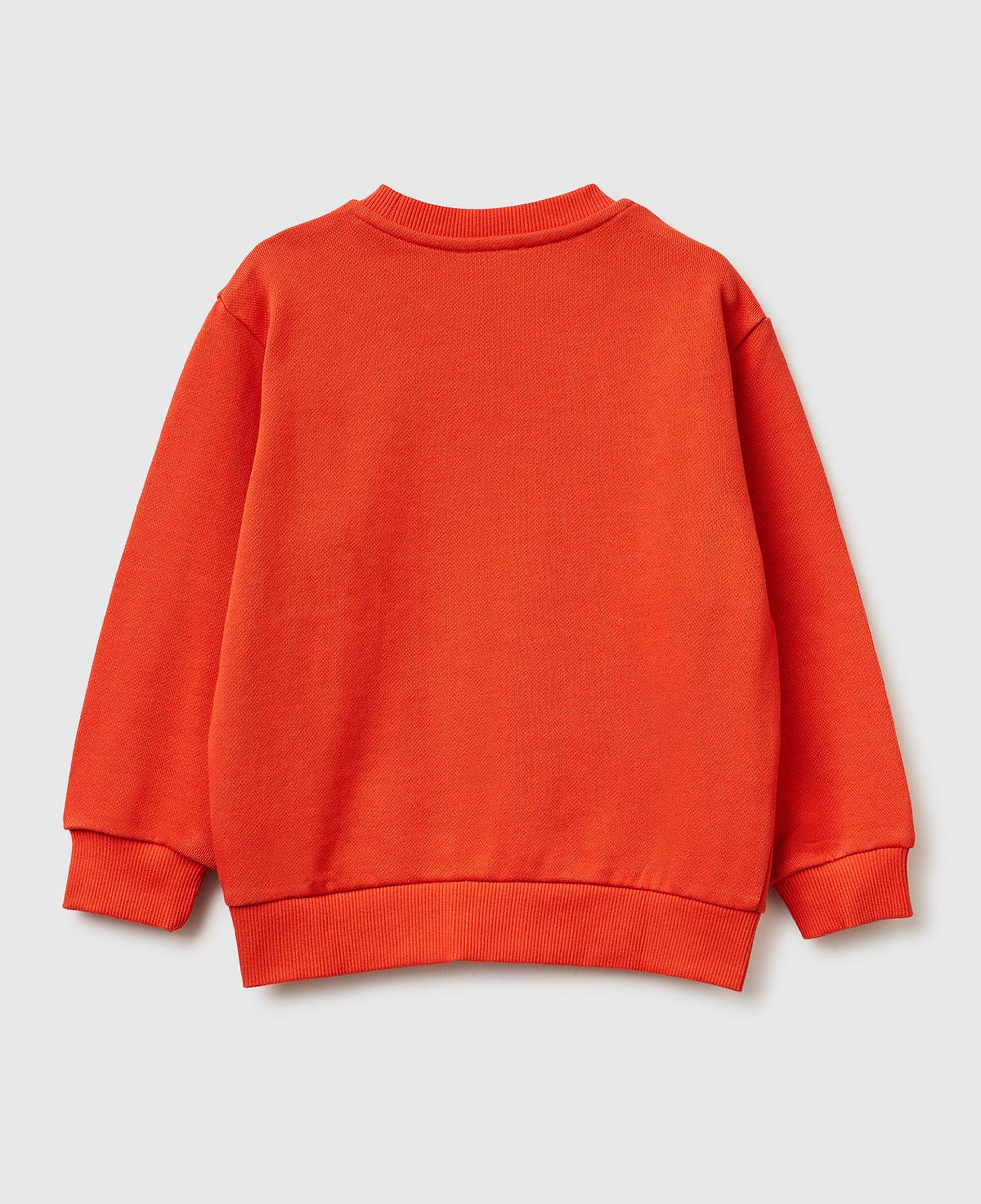 Erkek Çocuk Kırmızı Önü Baskılı Rahat Kalıp Bisiklet Yaka Sweatshirt