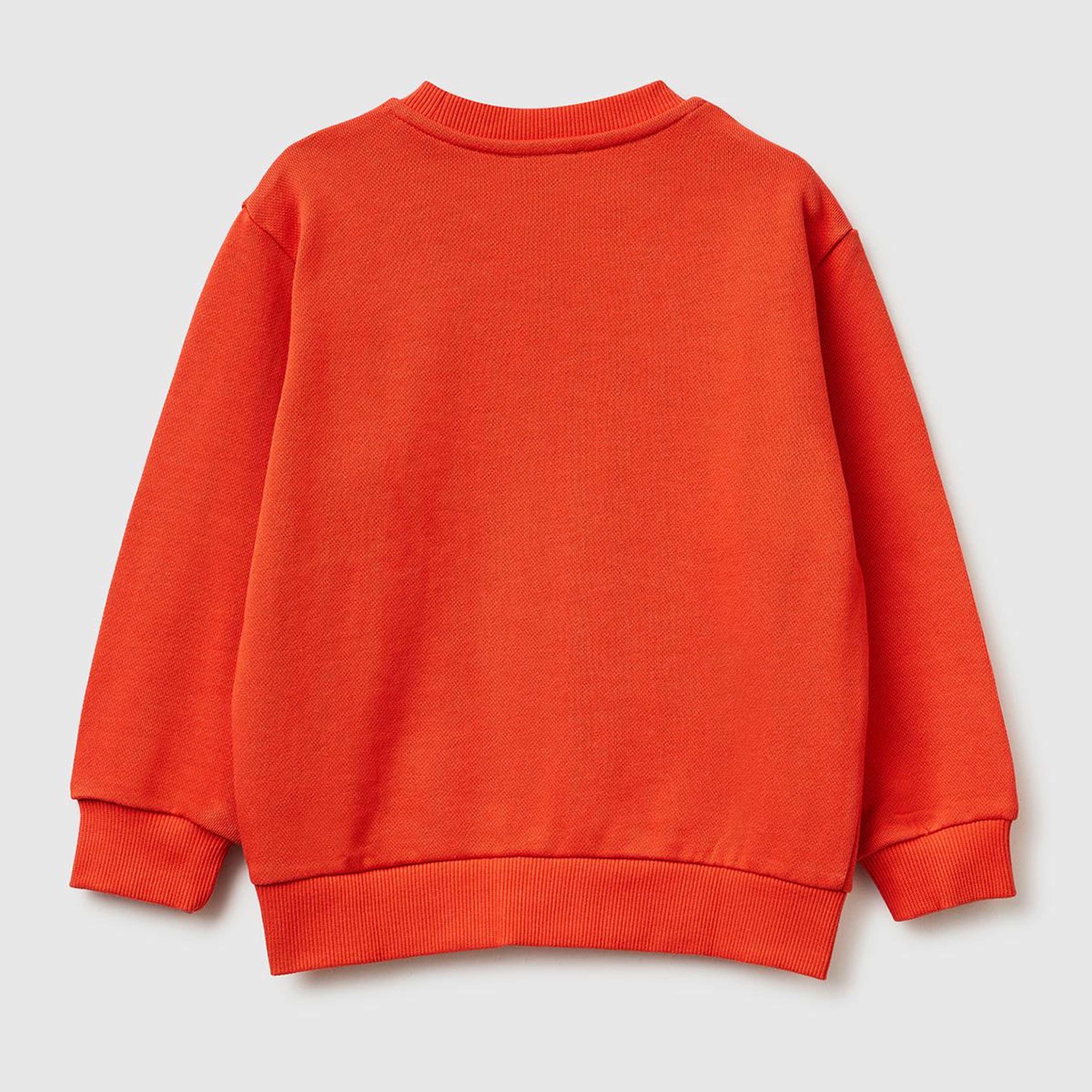 Erkek Çocuk Kırmızı Önü Baskılı Rahat Kalıp Bisiklet Yaka Sweatshirt