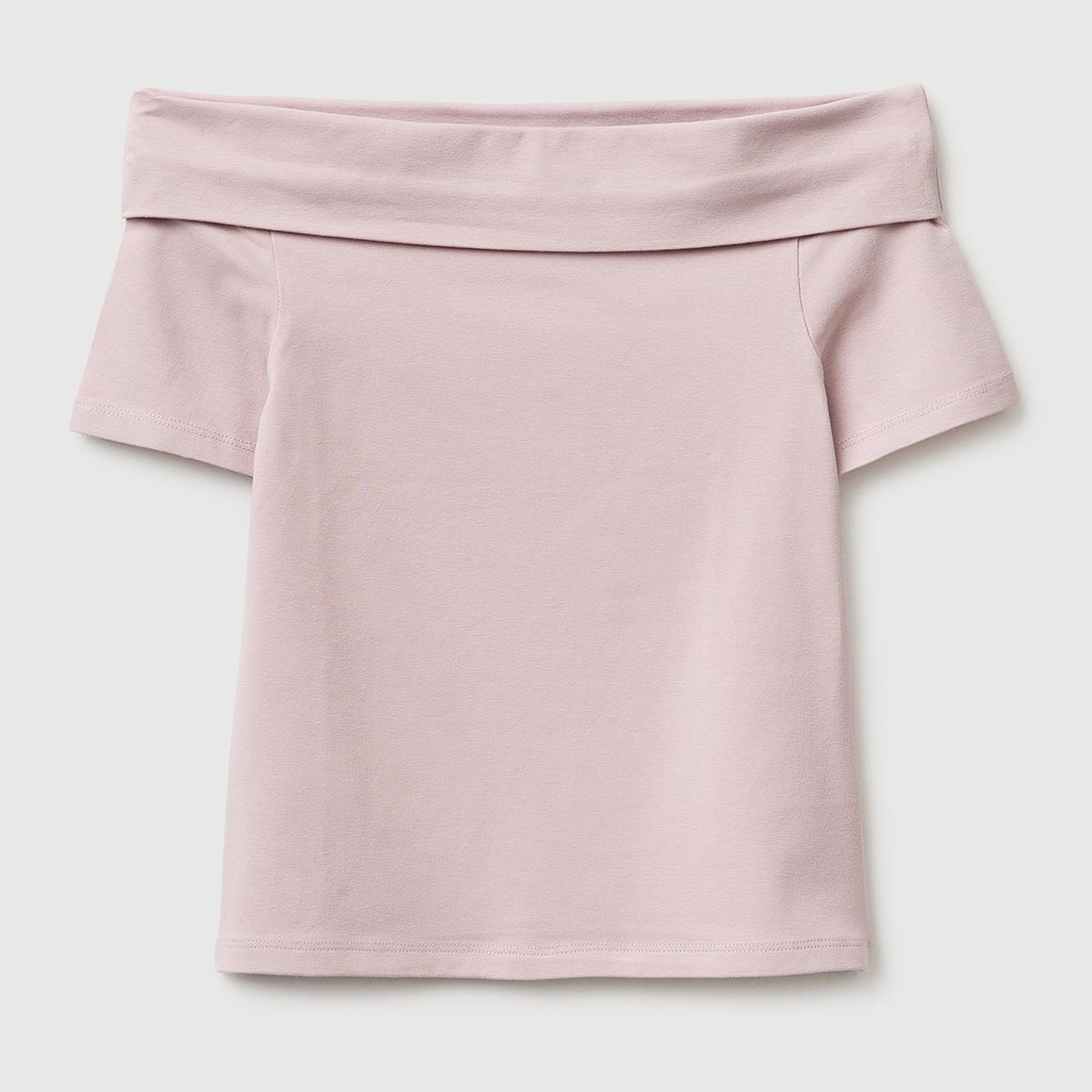 Kız Çocuk Gül Kurusu Arkası Logo İşlemeli Raglan Kollu Kayık Yaka T-Shirt