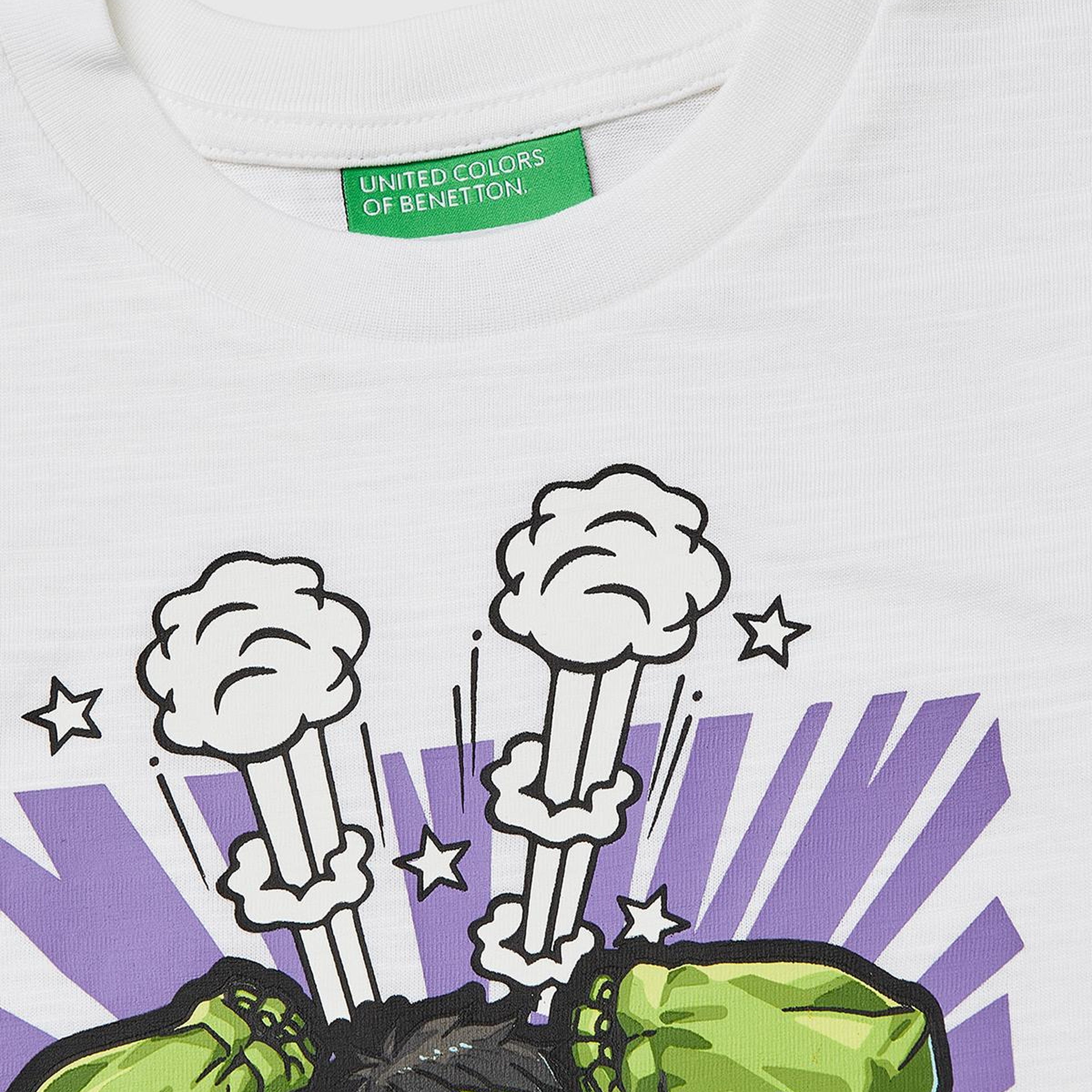 Erkek Çocuk Beyaz Hulk Baskılı Bisiklet Yaka T-Shirt
