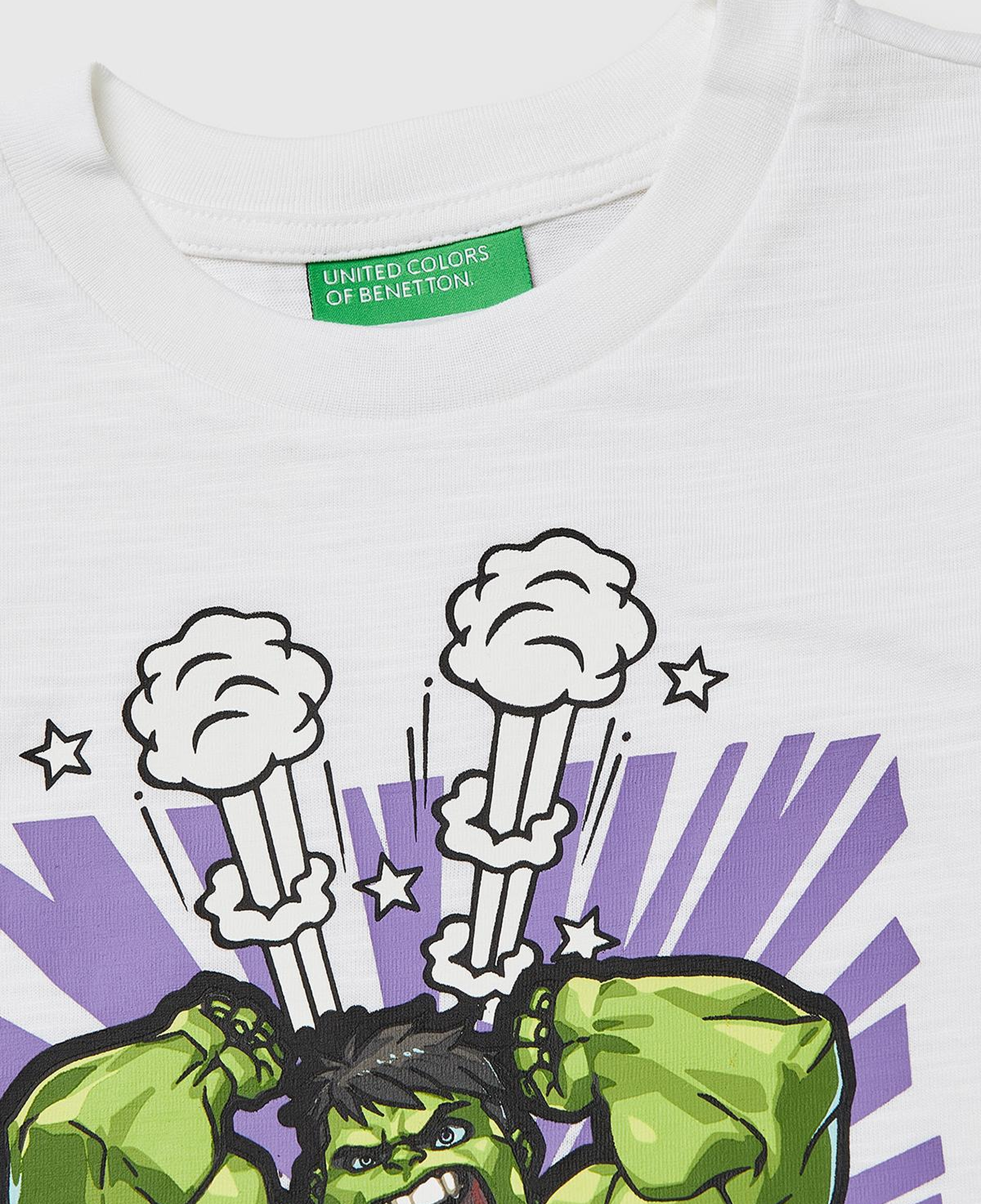 Erkek Çocuk Beyaz Hulk Baskılı Bisiklet Yaka T-Shirt