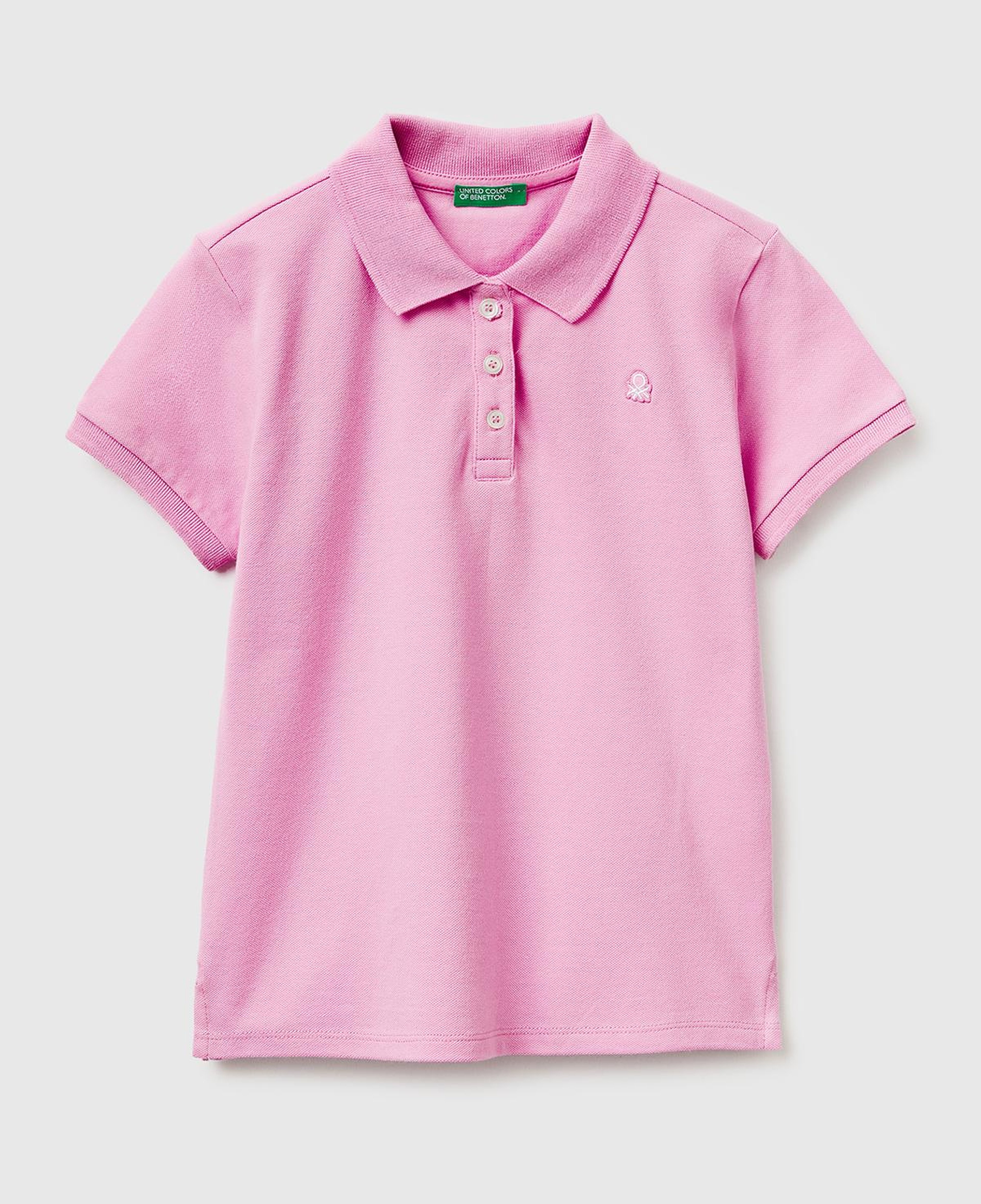 Kız Çocuk Pembe Logolu Pike Polo T-Shirt
