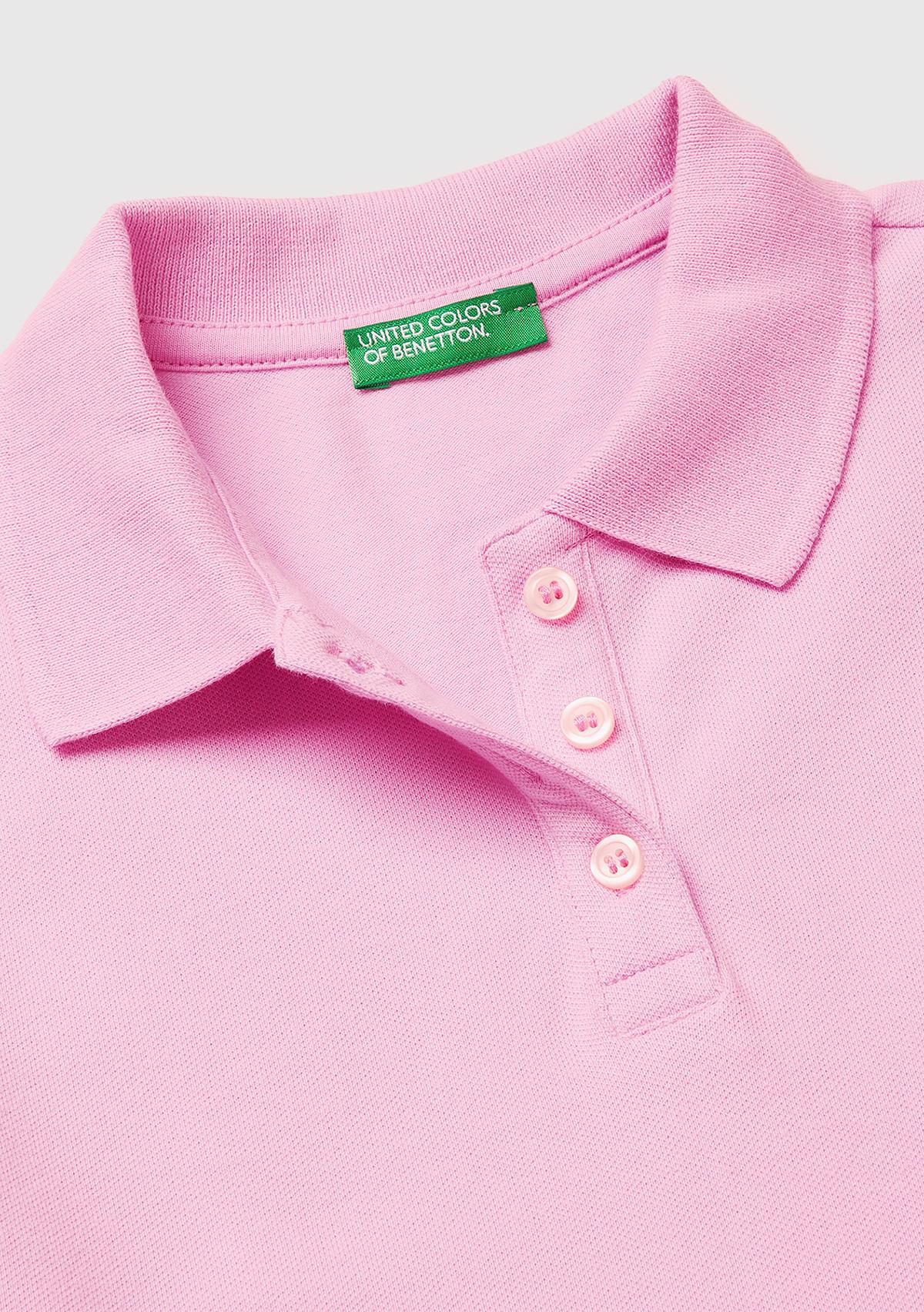 Kız Çocuk Pembe Logolu Pike Polo T-Shirt