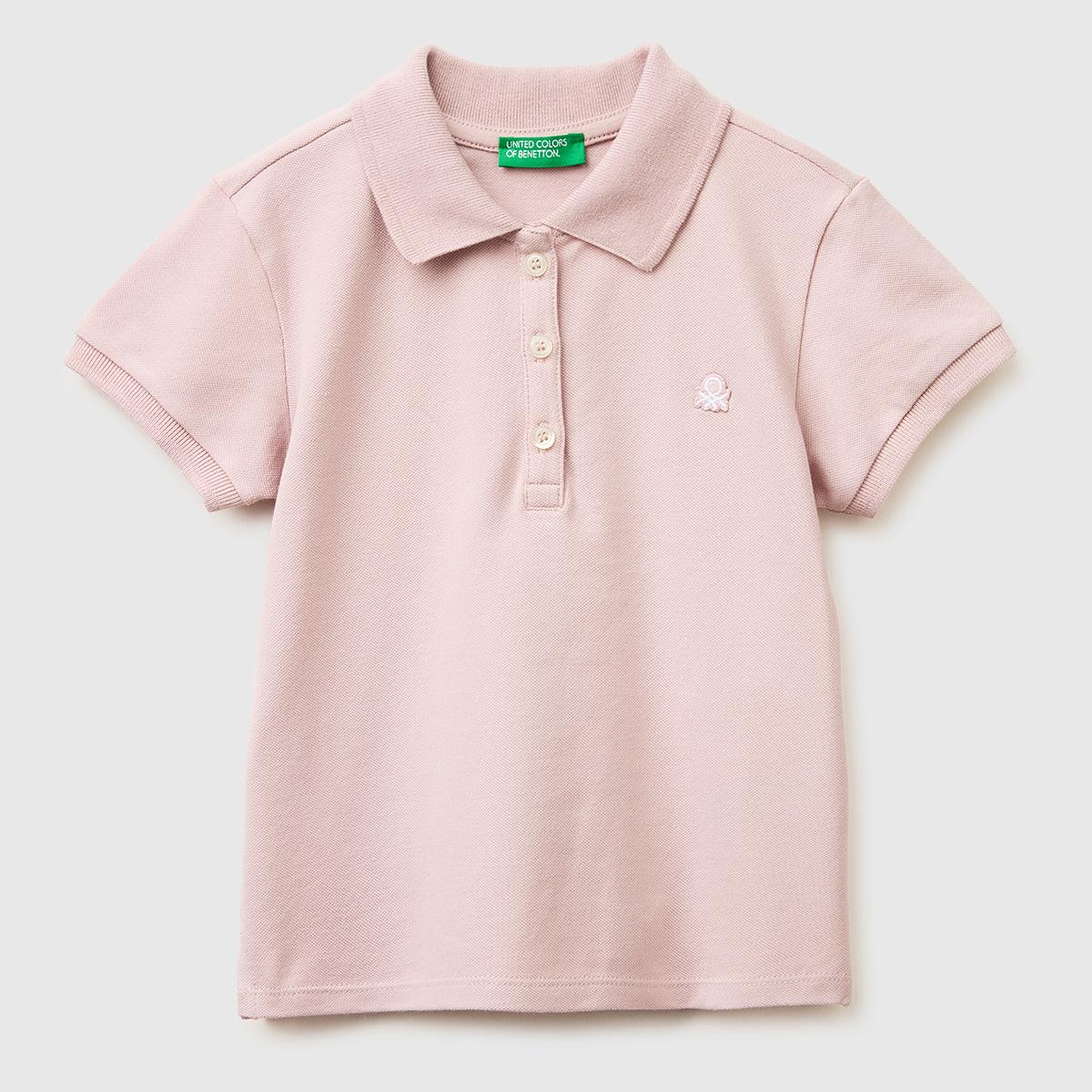 Kız Çocuk Gül Kurusu Logolu Pike Polo T-Shirt