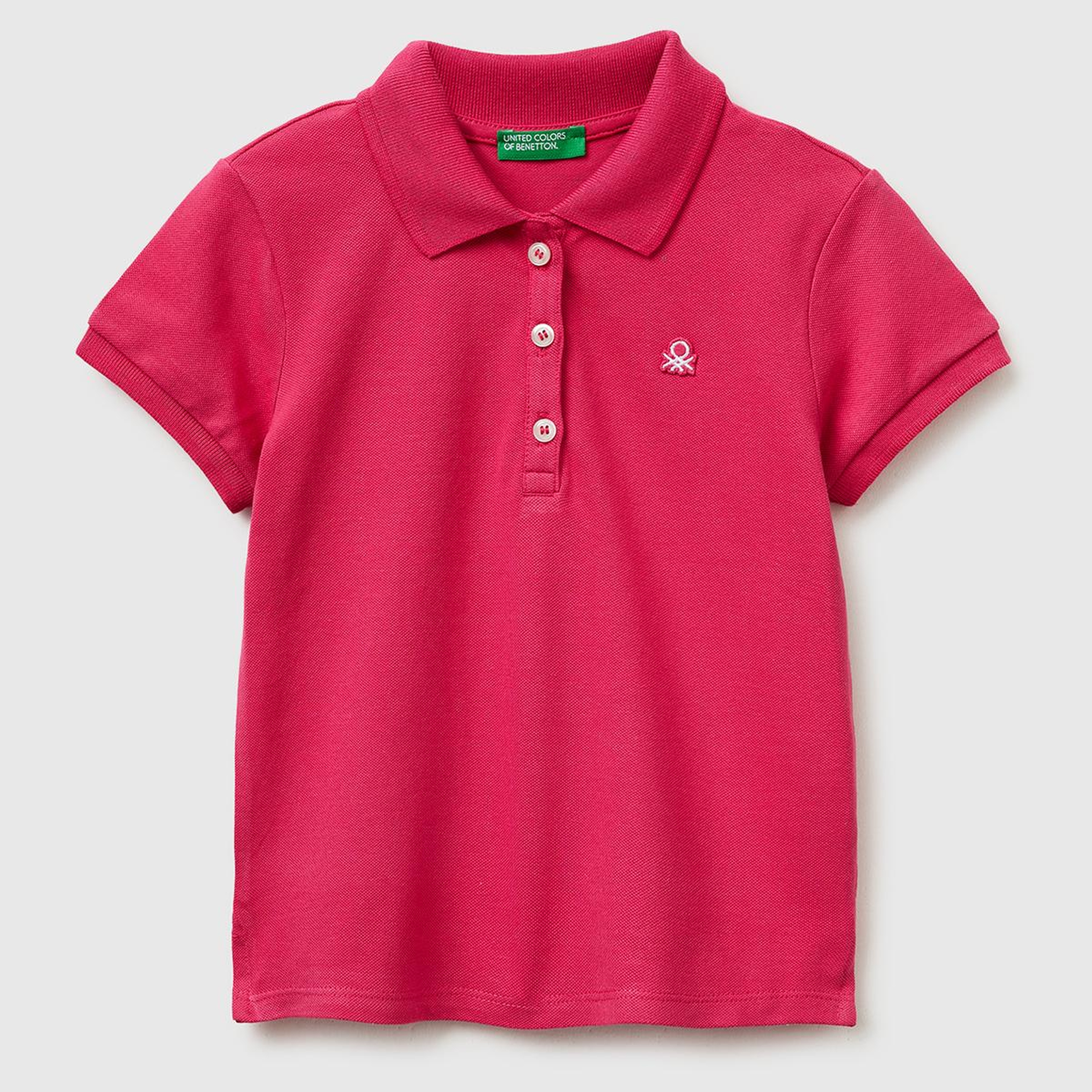 Kız Çocuk Koyu Pembe Logolu Pike Polo T-Shirt