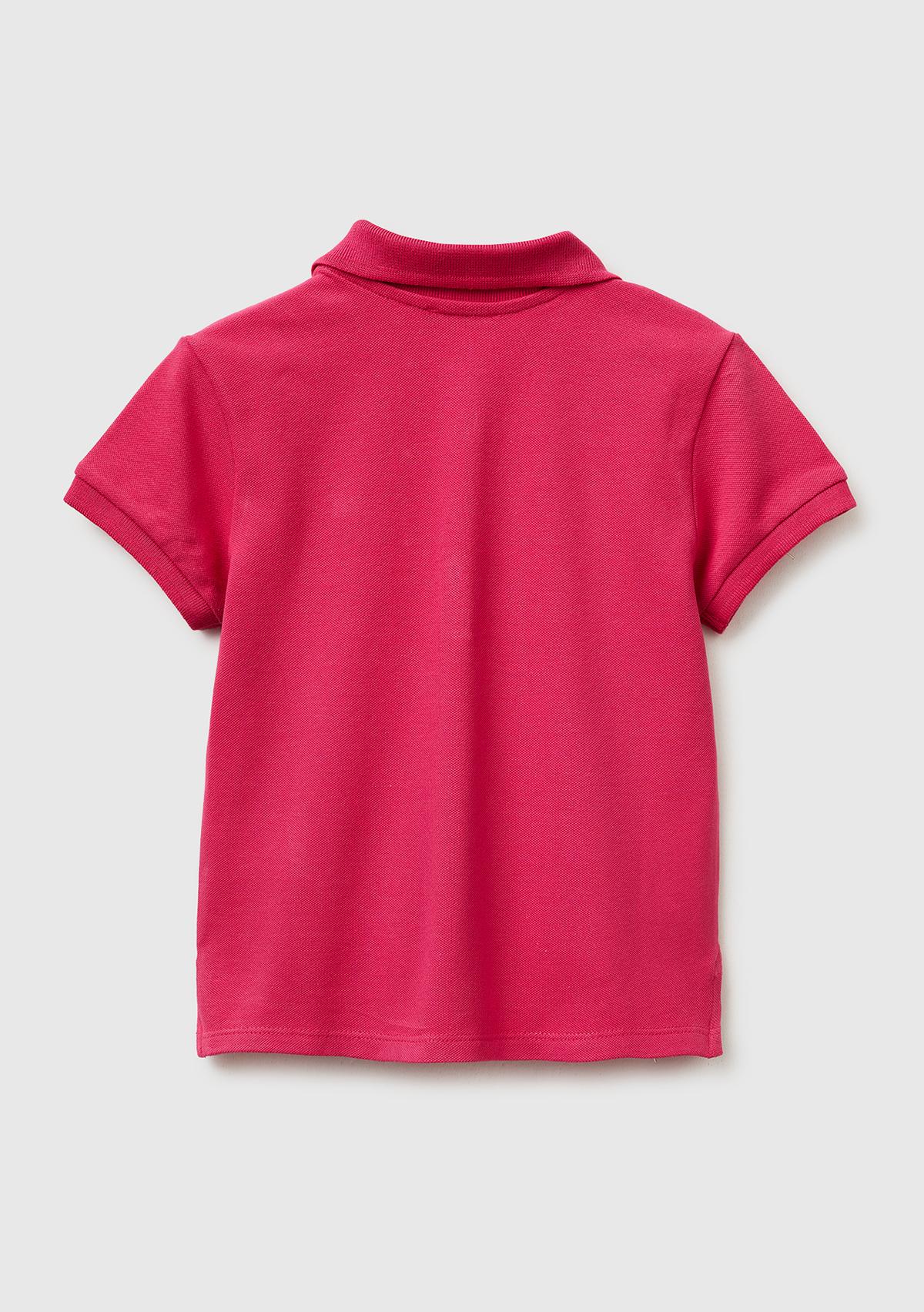 Kız Çocuk Koyu Pembe Logolu Pike Polo T-Shirt