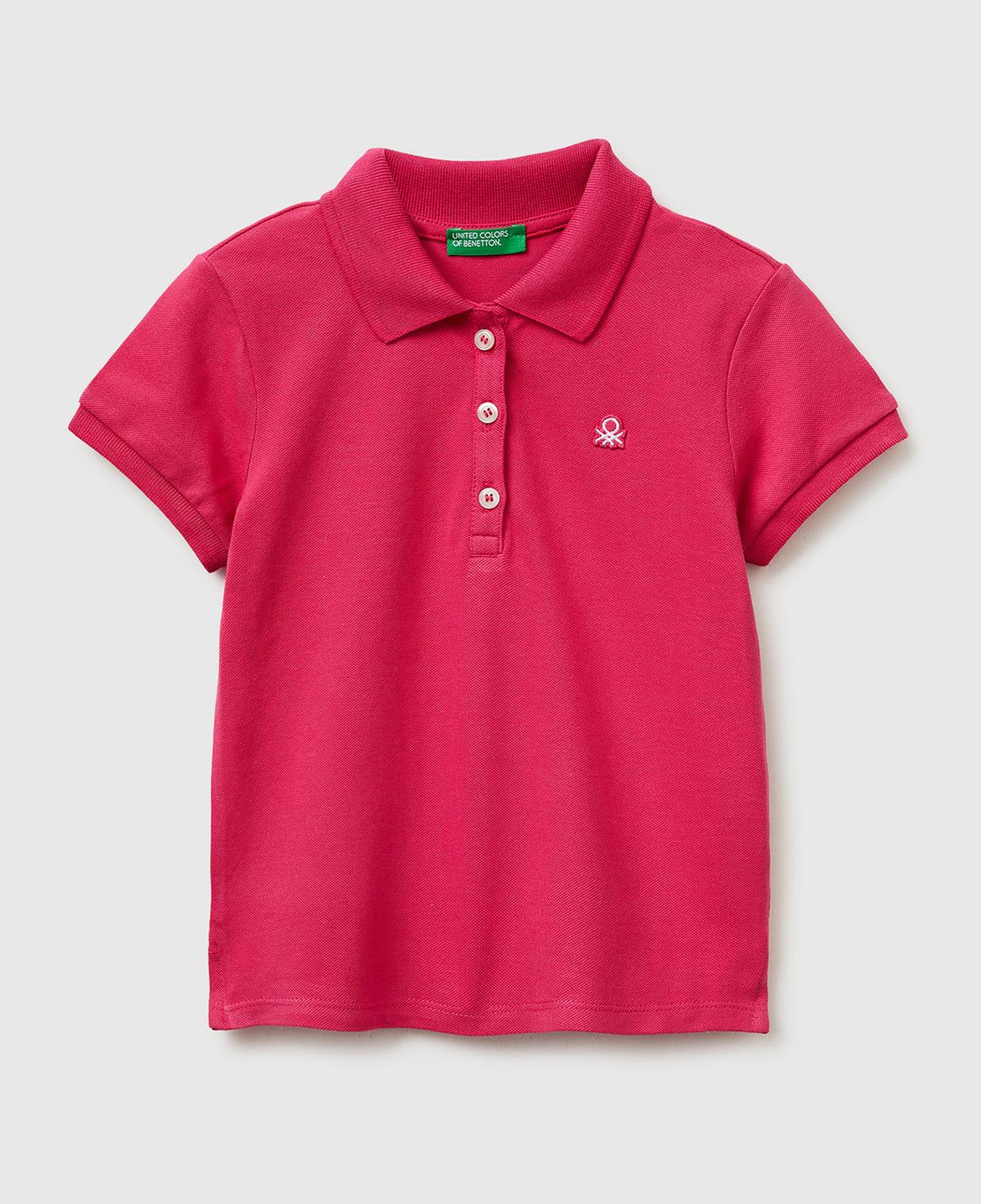 Kız Çocuk Koyu Pembe Logolu Pike Polo T-Shirt