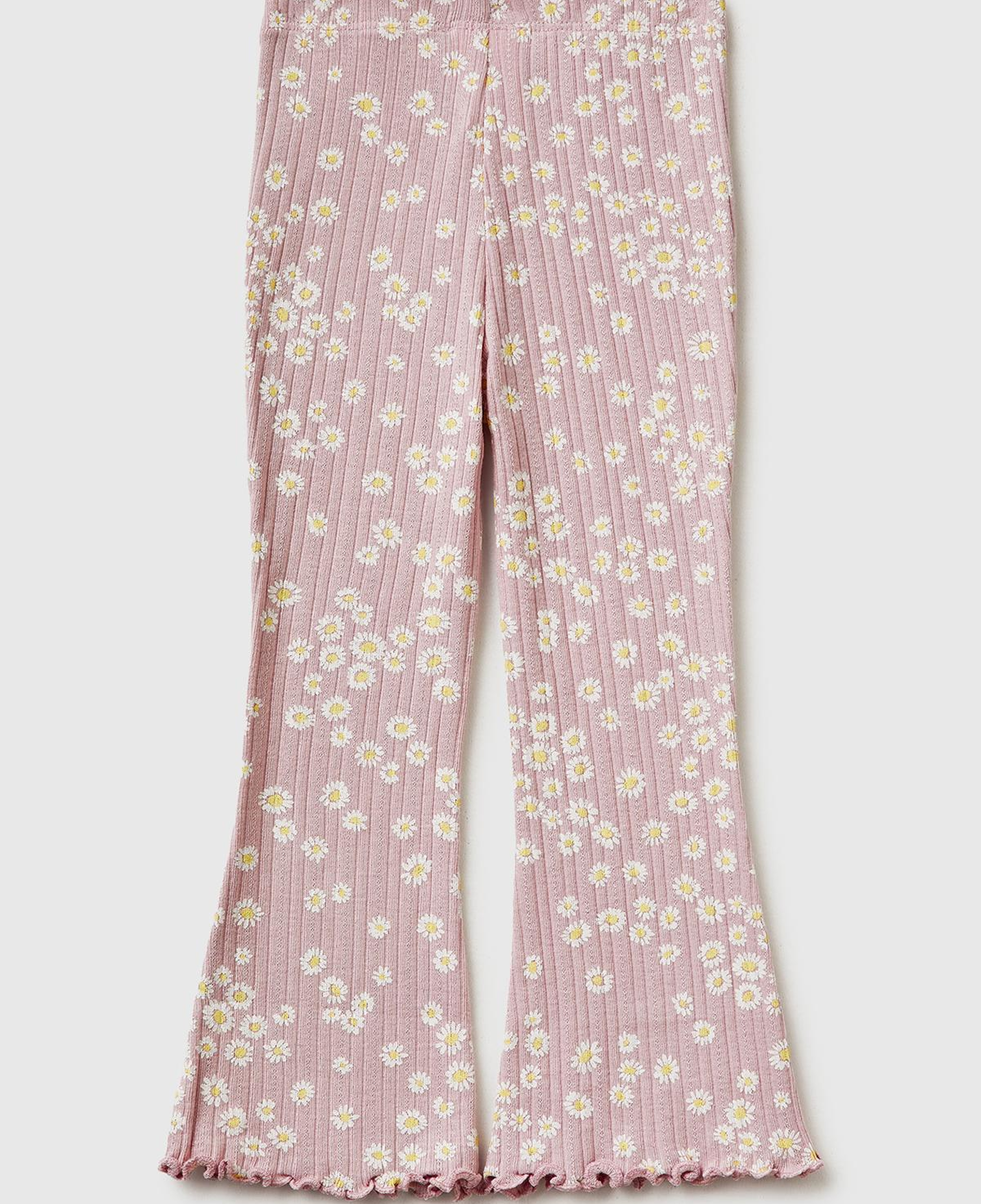Kız Çocuk Gül Kurusu Desenli Slim Fit Tayt