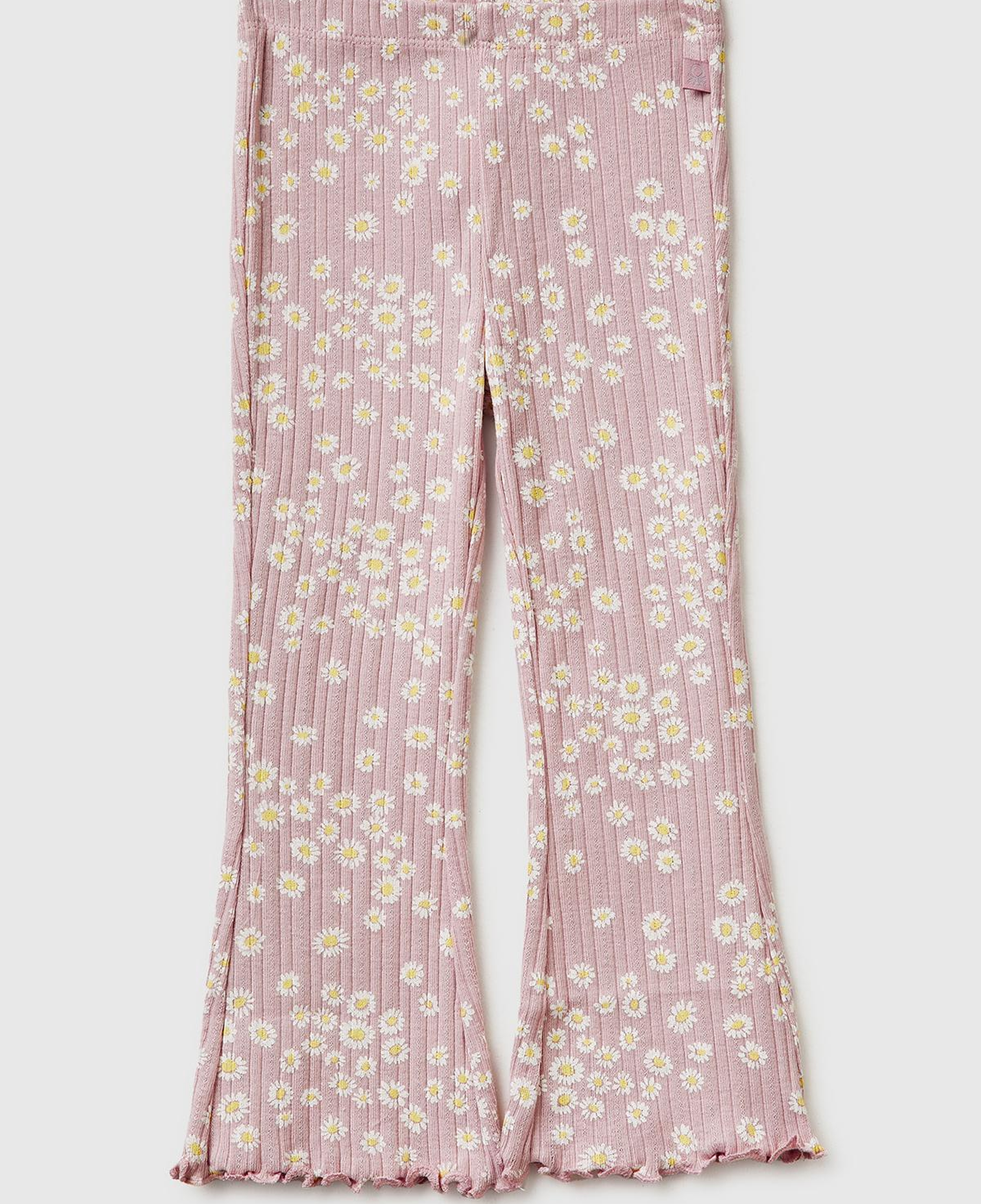 Kız Çocuk Gül Kurusu Desenli Slim Fit Tayt