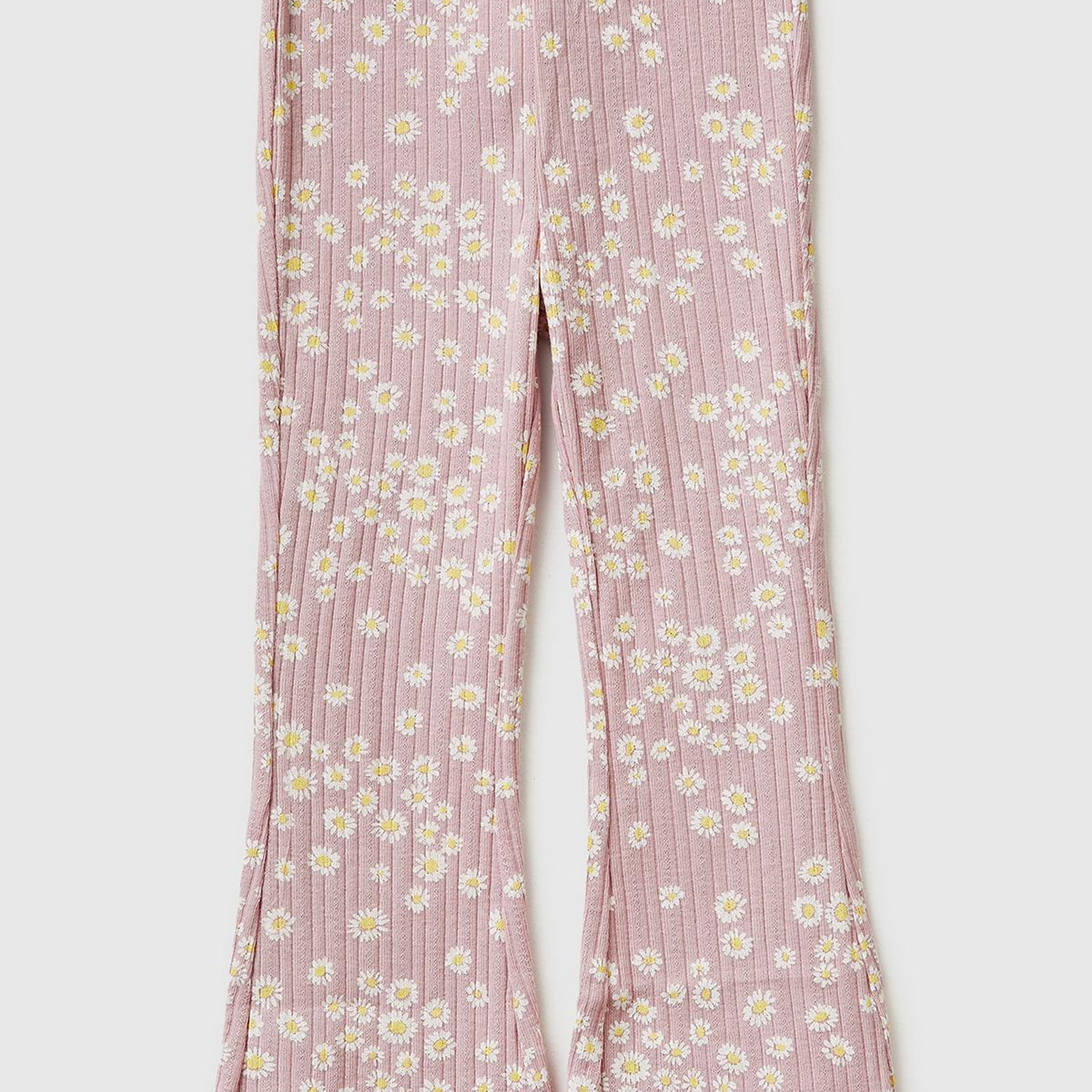 Kız Çocuk Gül Kurusu Desenli Slim Fit Tayt