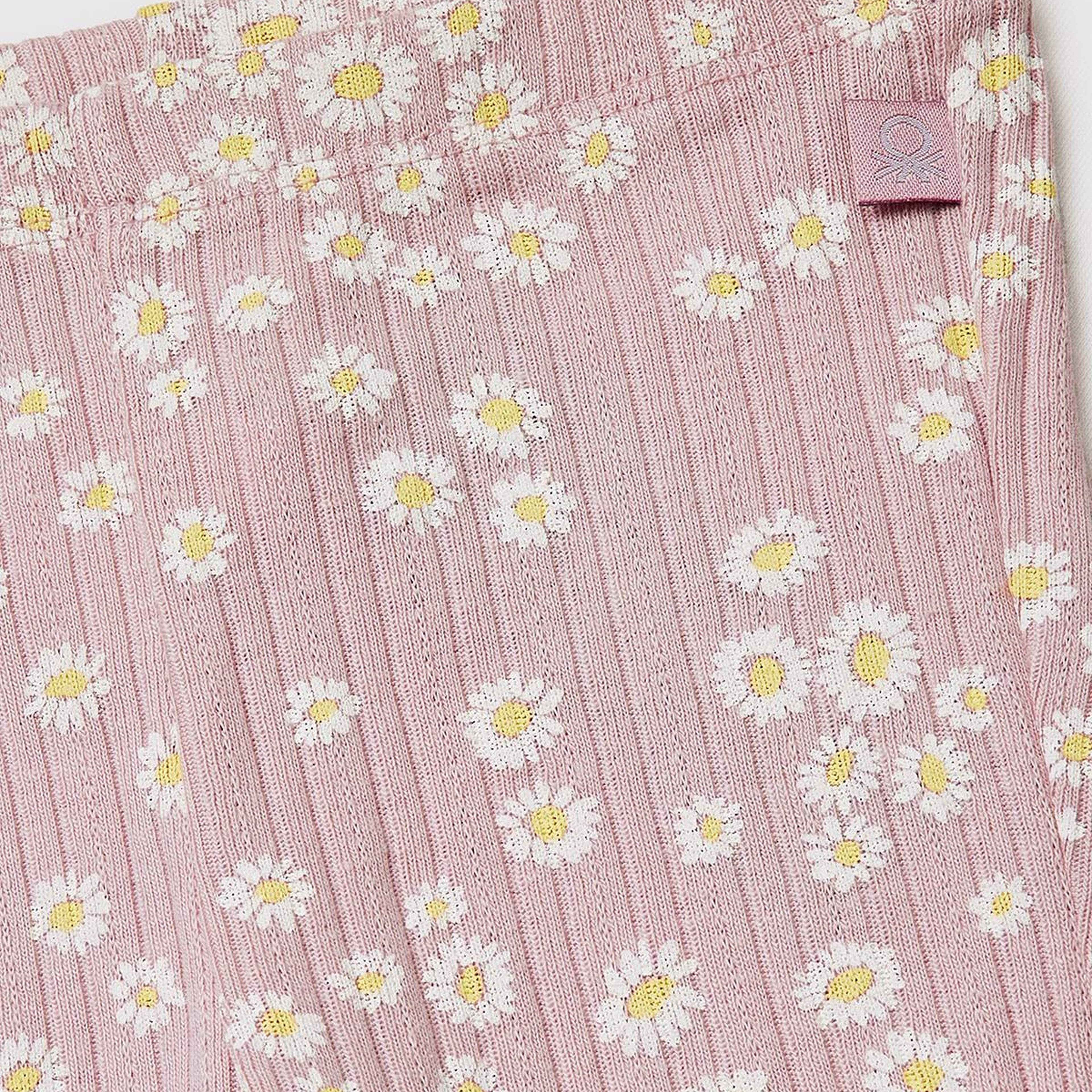 Kız Çocuk Gül Kurusu Desenli Slim Fit Tayt