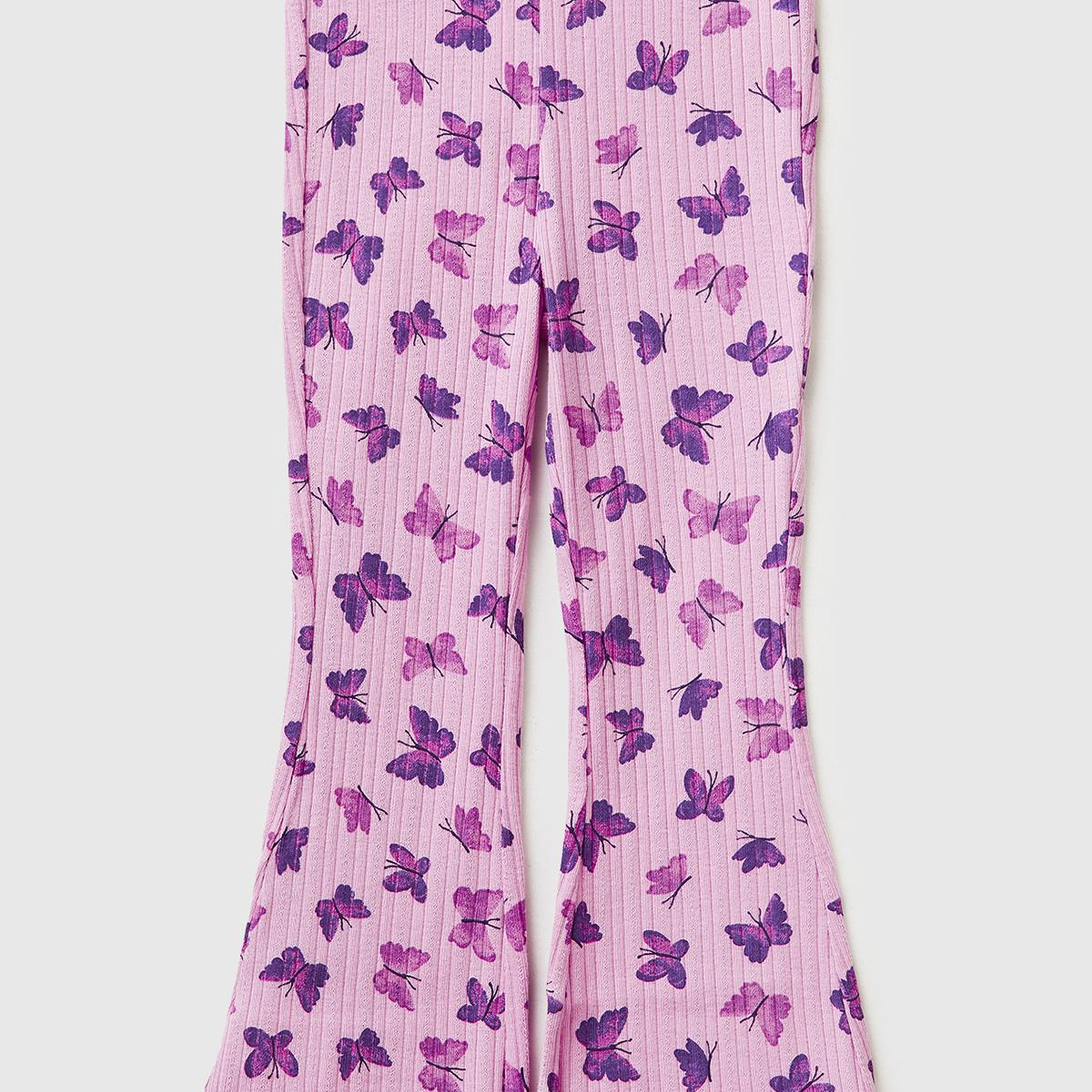 Kız Çocuk Lila Desenli Slim Fit Tayt