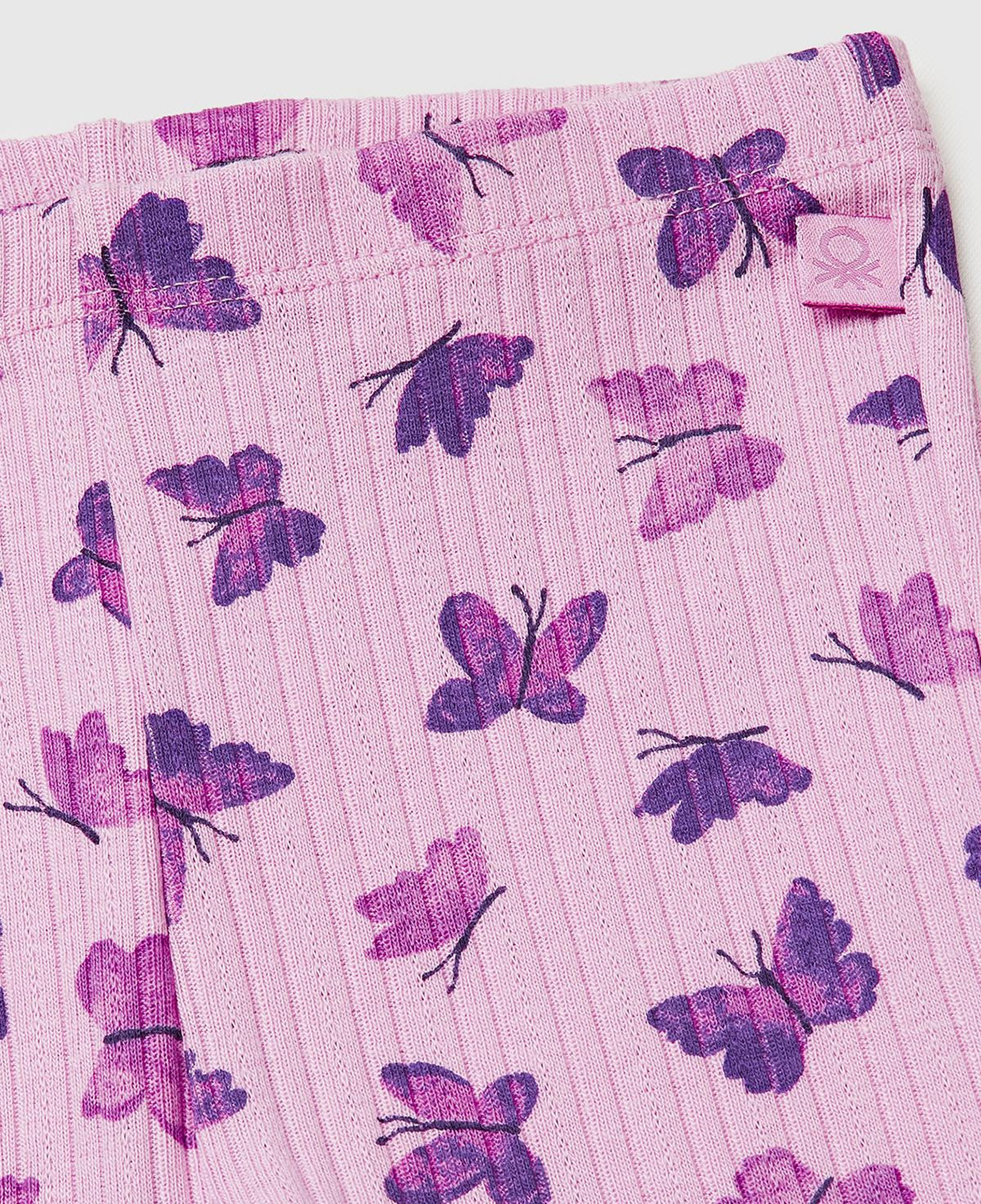 Kız Çocuk Lila Desenli Slim Fit Tayt
