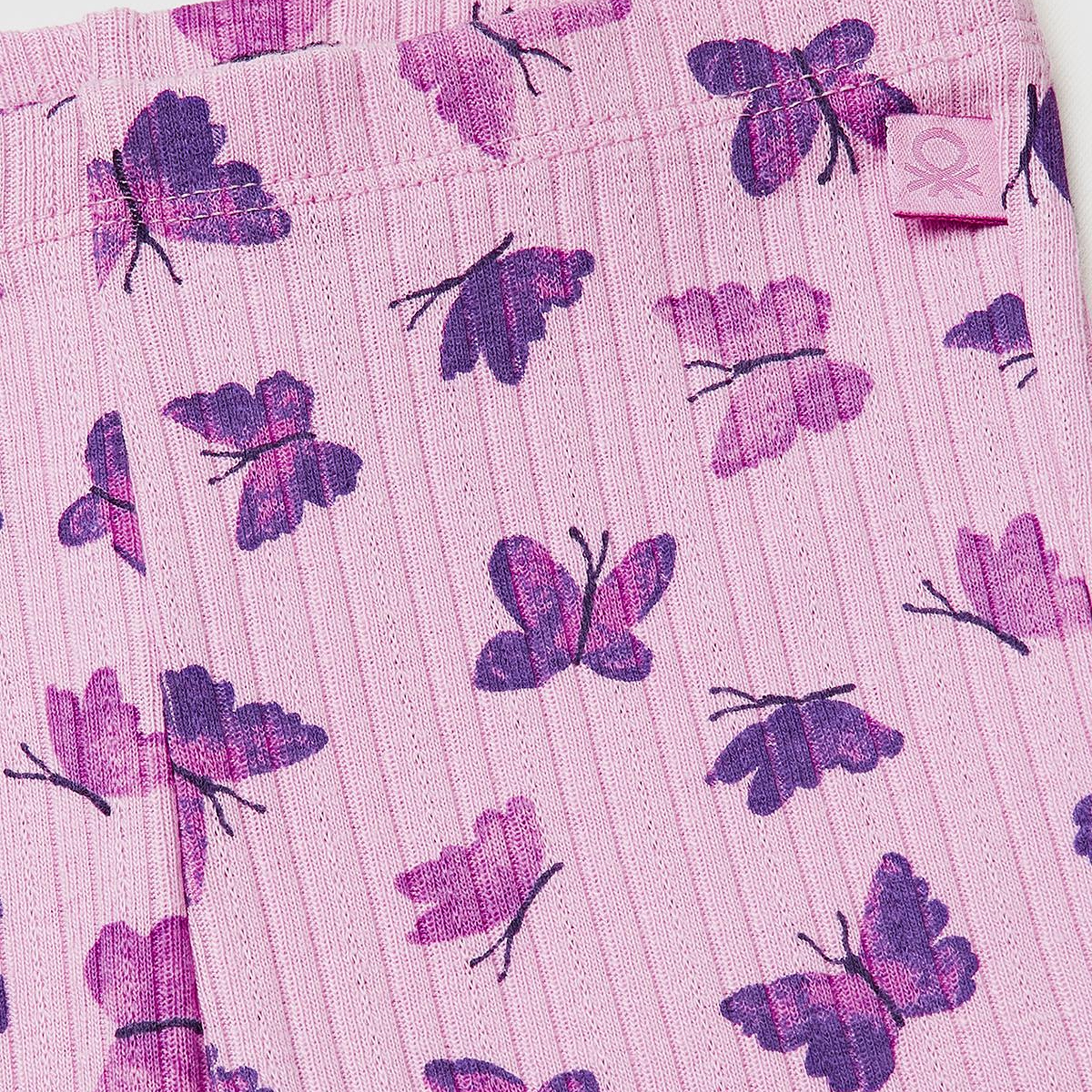 Kız Çocuk Lila Desenli Slim Fit Tayt