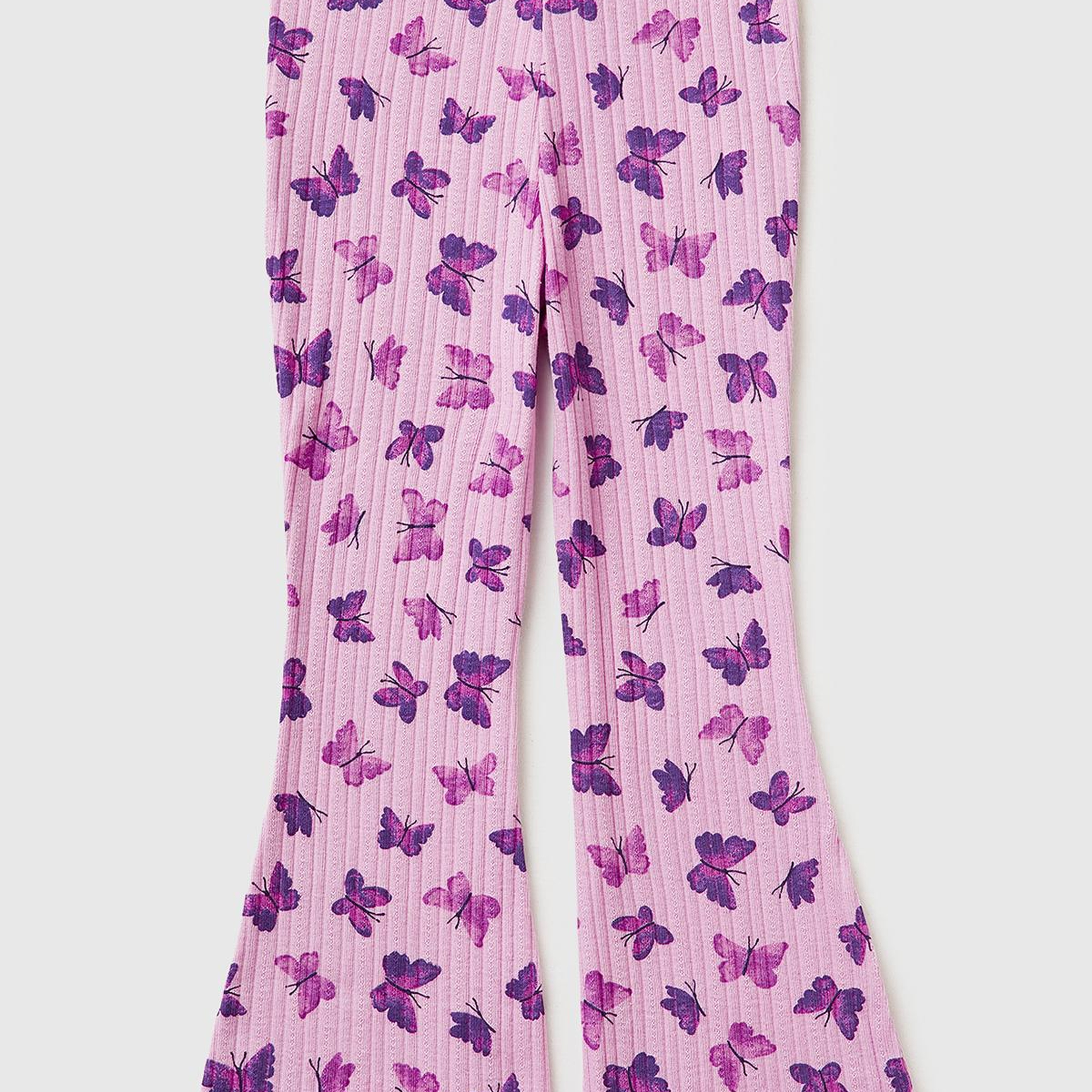 Kız Çocuk Lila Desenli Slim Fit Tayt