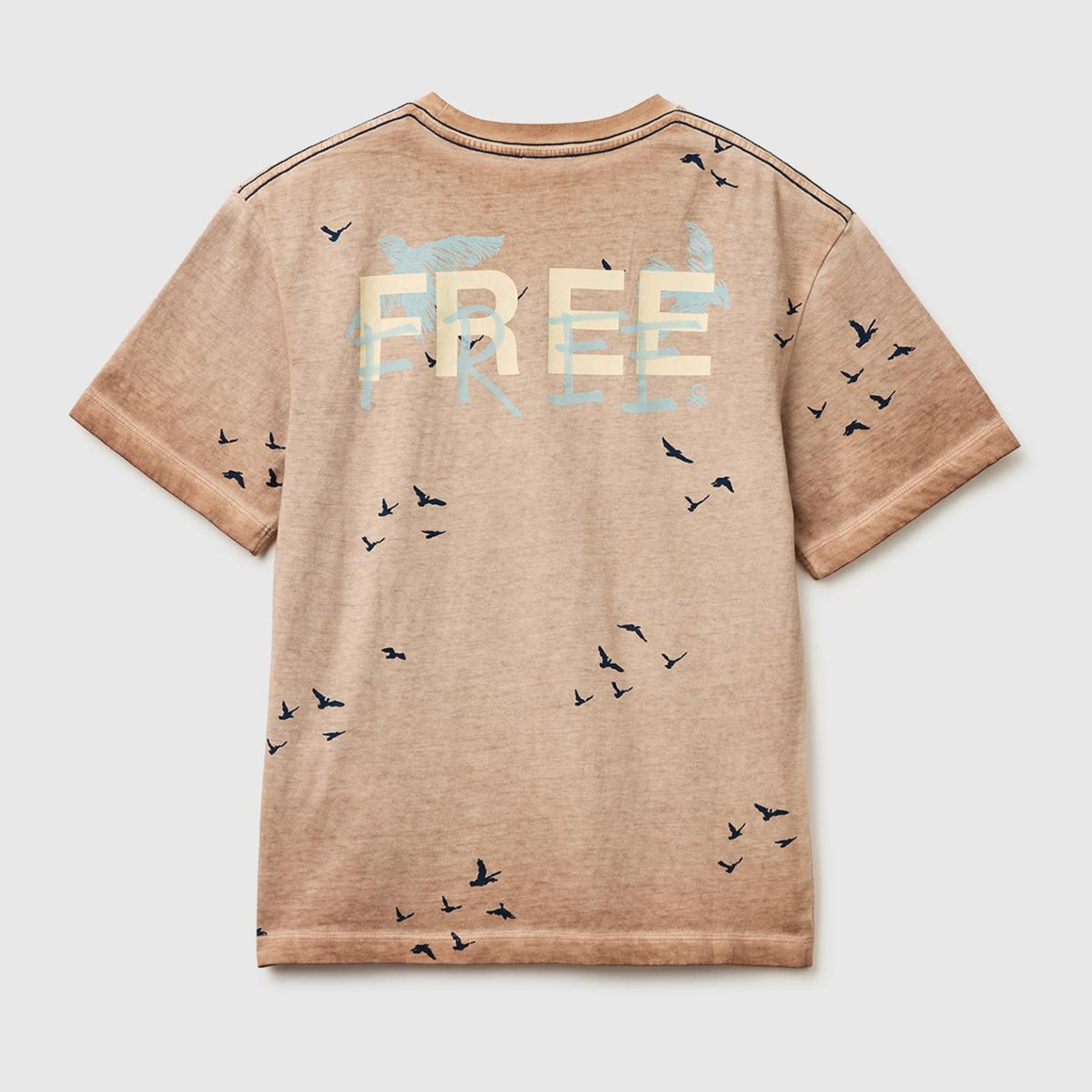 Erkek Çocuk Kahverengi Çoklu Baskılı Yuvarlak Yaka T-Shirt