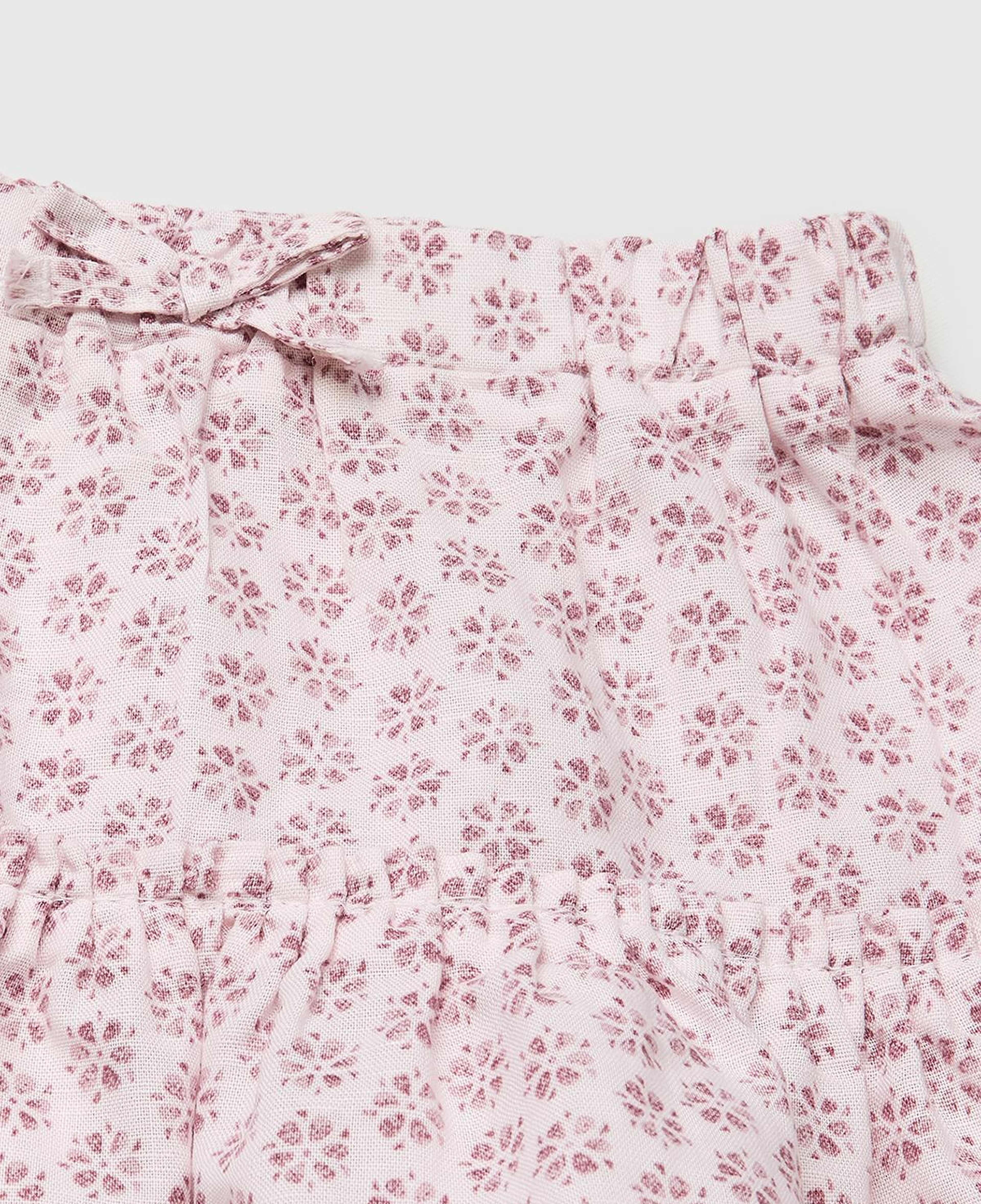 Kız Çocuk Toz Pembe Tamamı Baskılı Beli Fiyonklu Etek