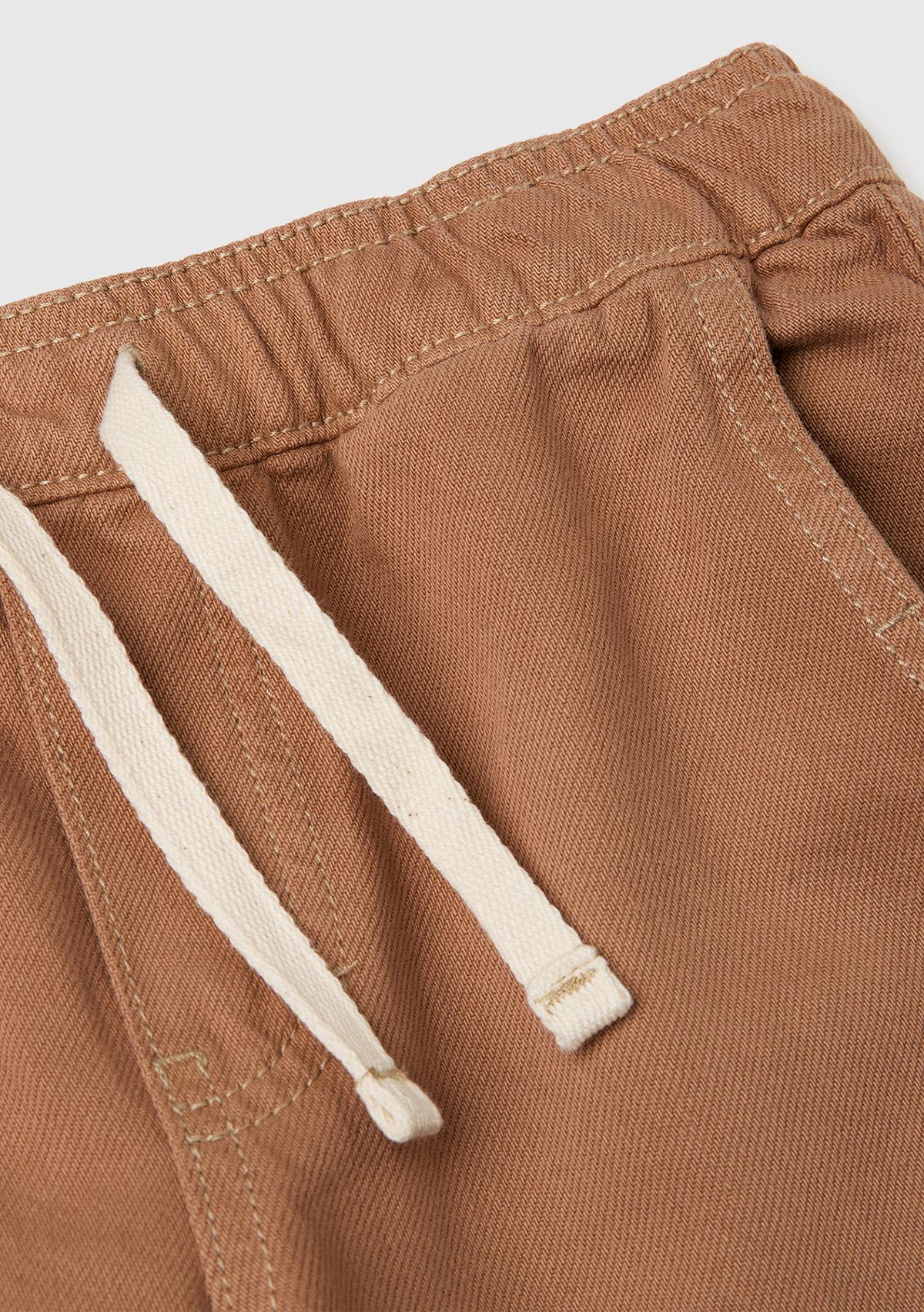 Erkek Çocuk Kahverengi Cebi Logo Nakışlı Jogger Pantolon
