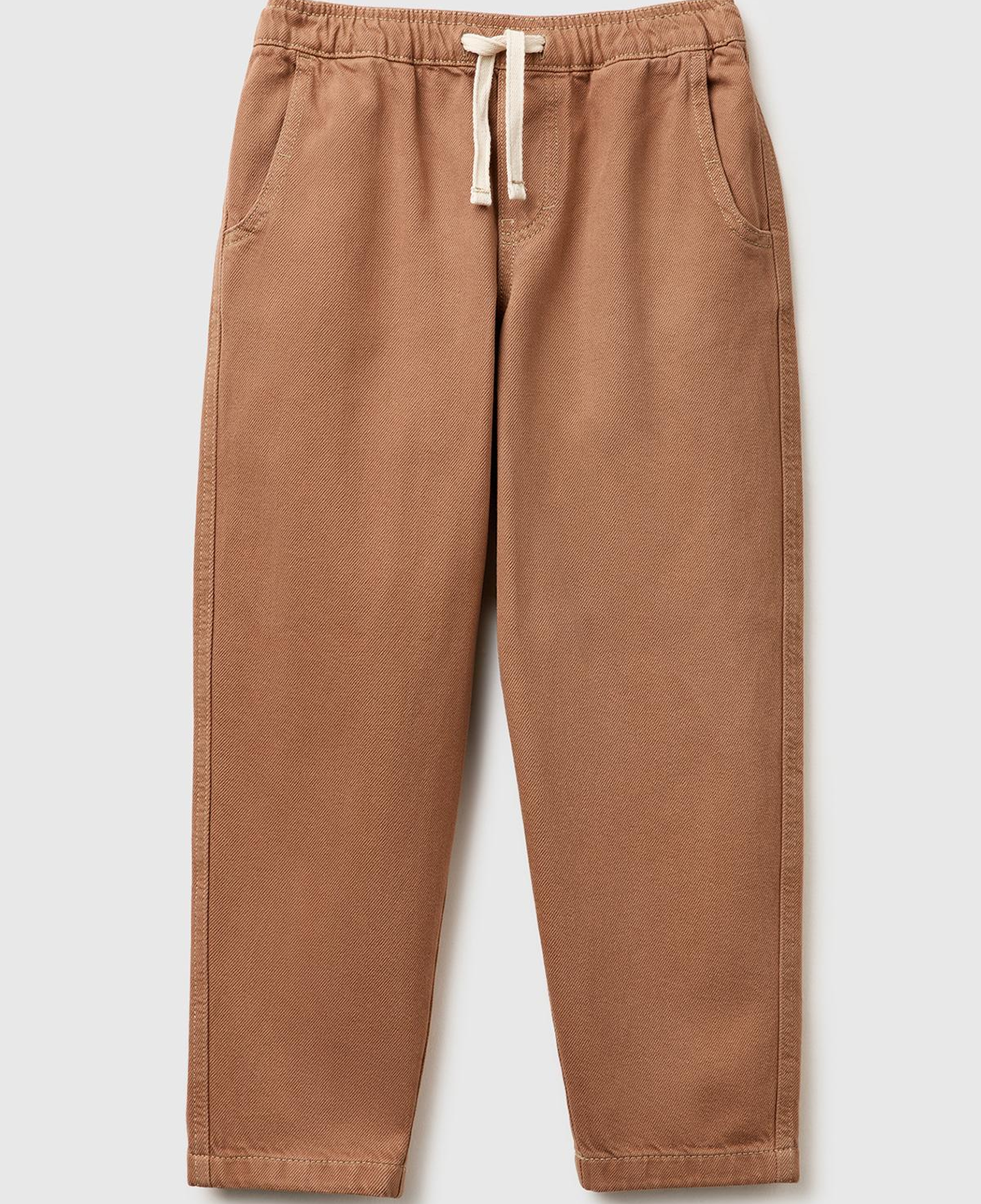 Erkek Çocuk Kahverengi Cebi Logo Nakışlı Jogger Pantolon