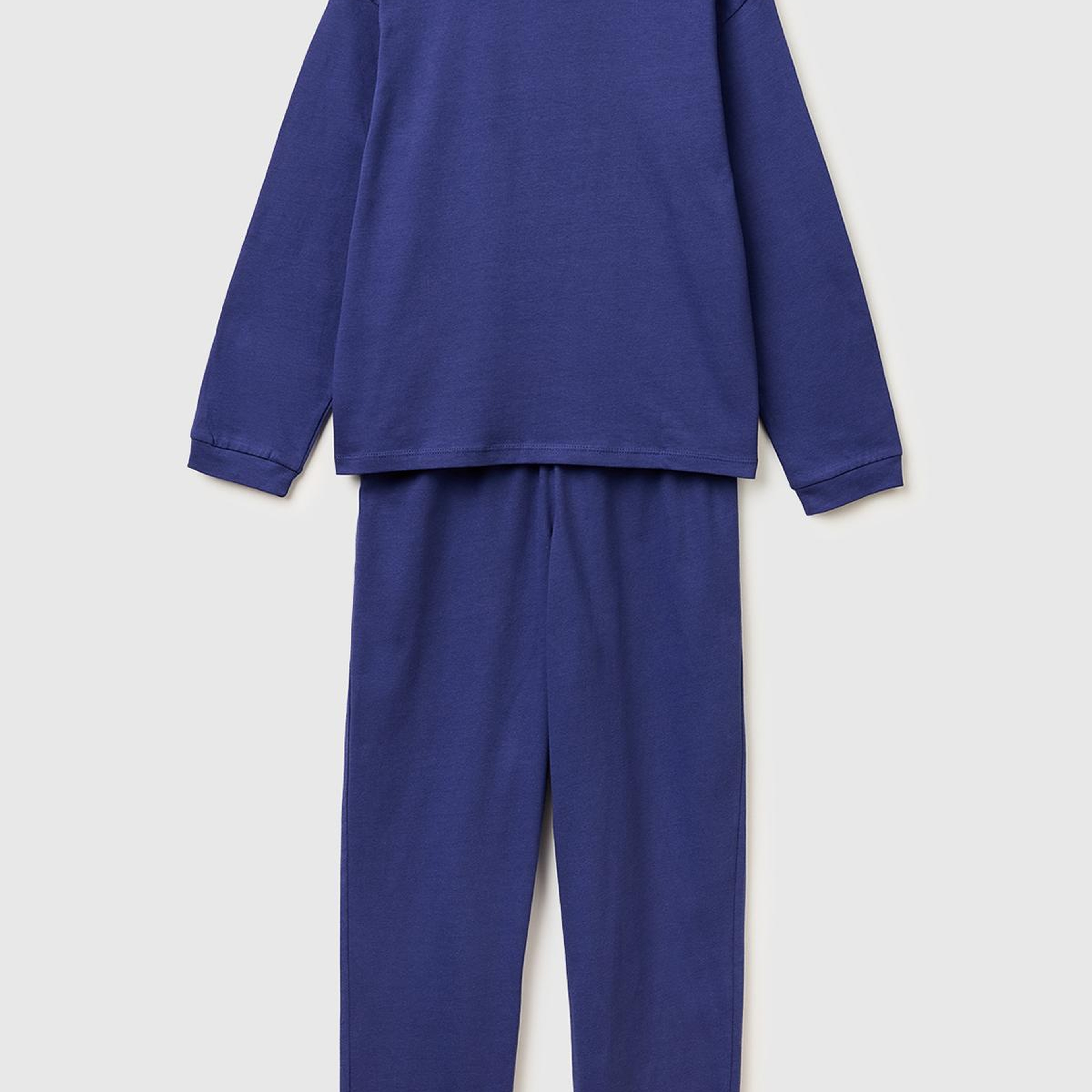 Erkek Çocuk Lavanta Mavisi Kabarık Simli Baskılı Uzun Kollu Pijama Takımı