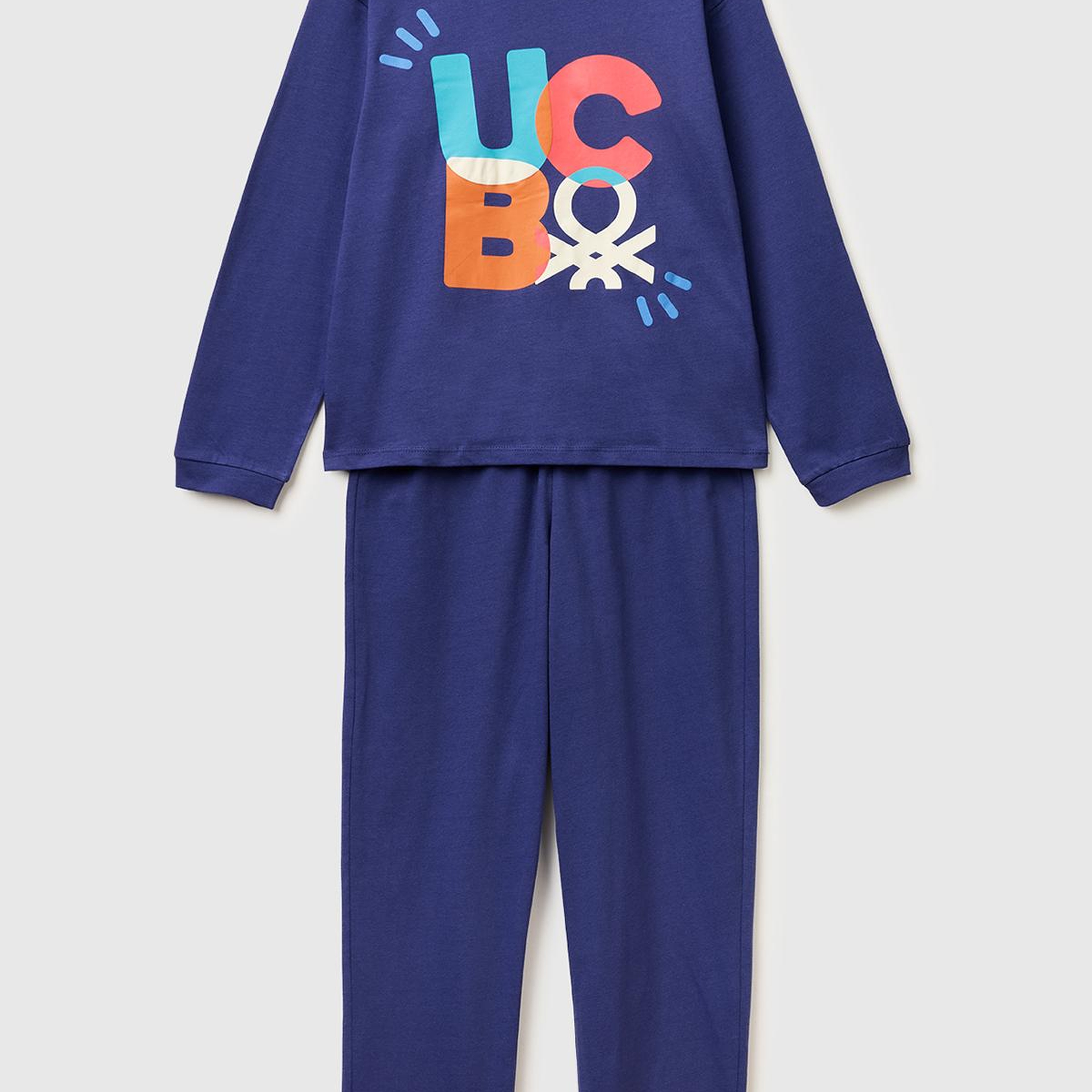 Erkek Çocuk Lavanta Mavisi Kabarık Simli Baskılı Uzun Kollu Pijama Takımı