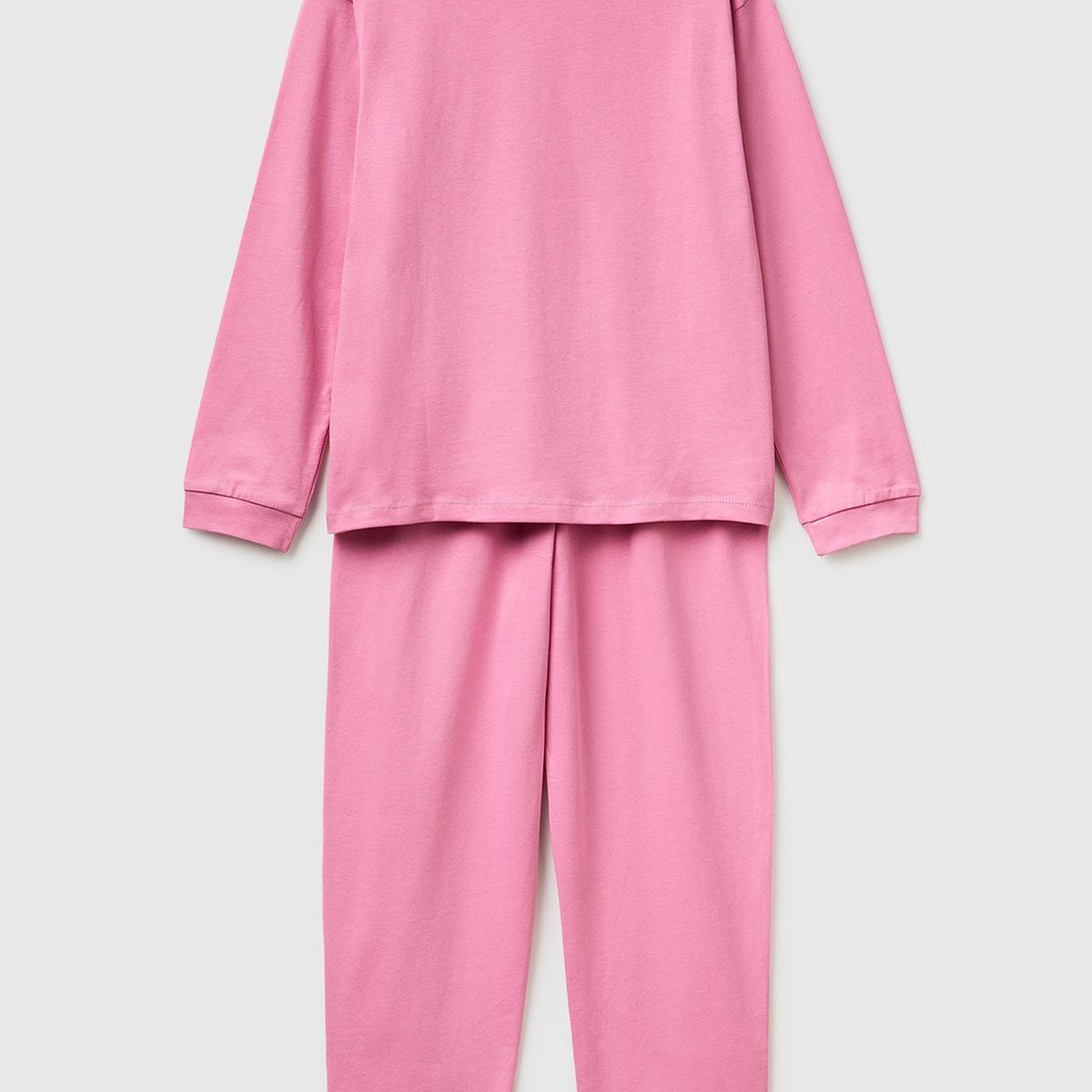 Erkek Çocuk Gül Kurusu Kabarık Simli Baskılı Uzun Kollu Pijama Takımı