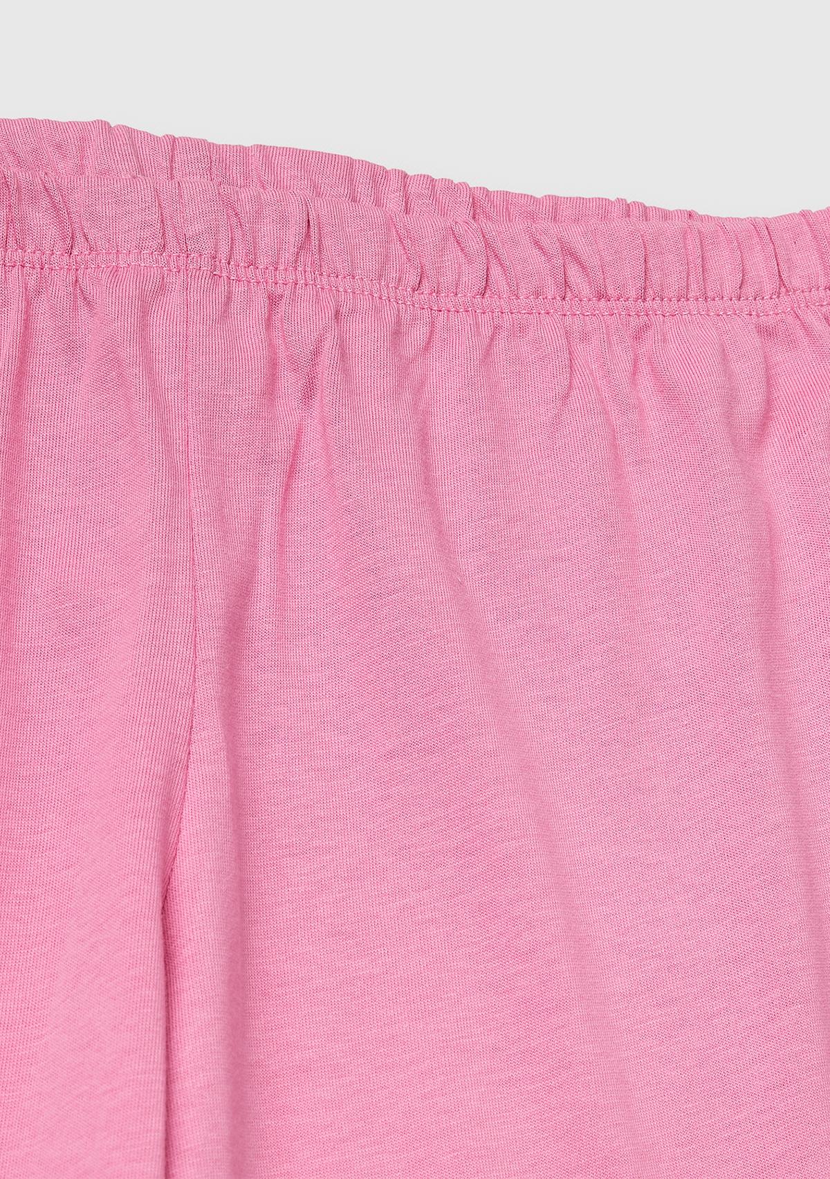 Erkek Çocuk Gül Kurusu Kabarık Simli Baskılı Uzun Kollu Pijama Takımı