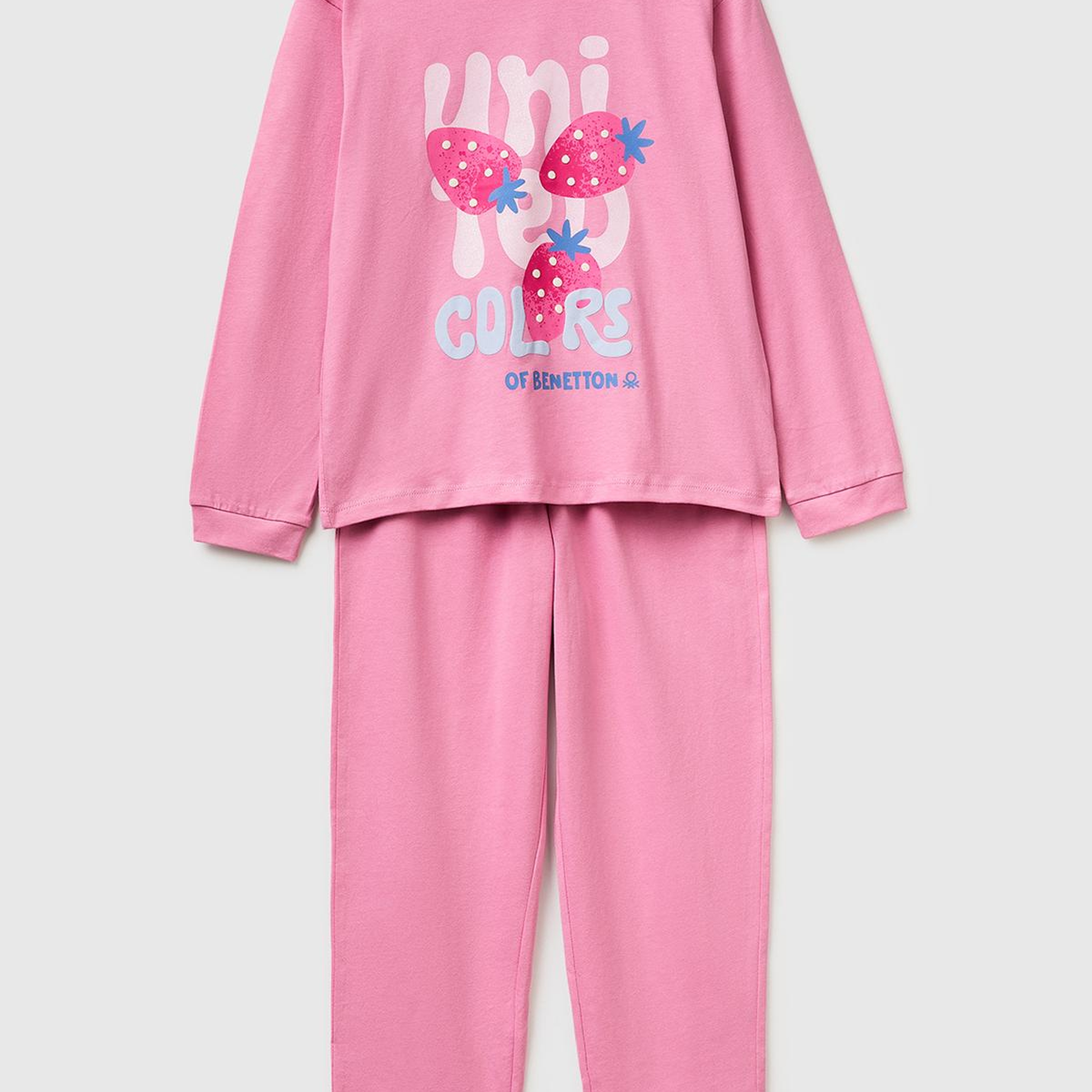 Erkek Çocuk Gül Kurusu Kabarık Simli Baskılı Uzun Kollu Pijama Takımı