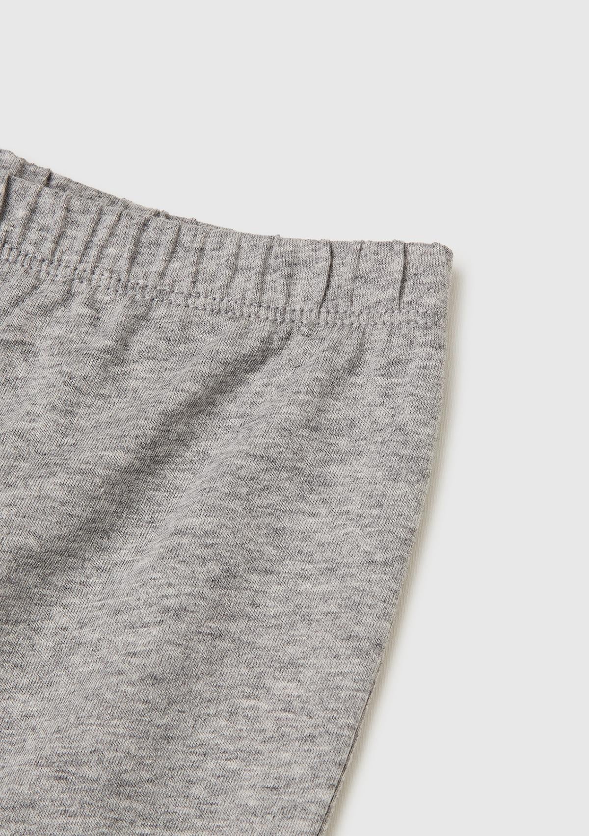 Erkek Çocuk Gri melanj Kabarık Simli Baskılı Uzun Kollu Pijama Takımı