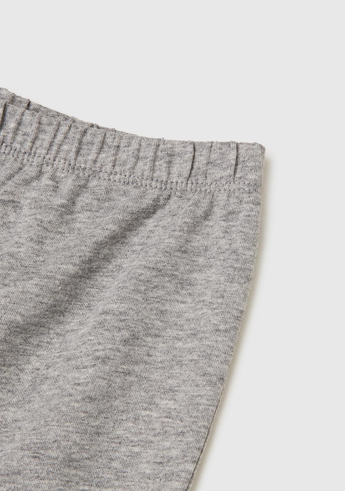 Erkek Çocuk Gri melanj Kabarık Simli Baskılı Uzun Kollu Pijama Takımı