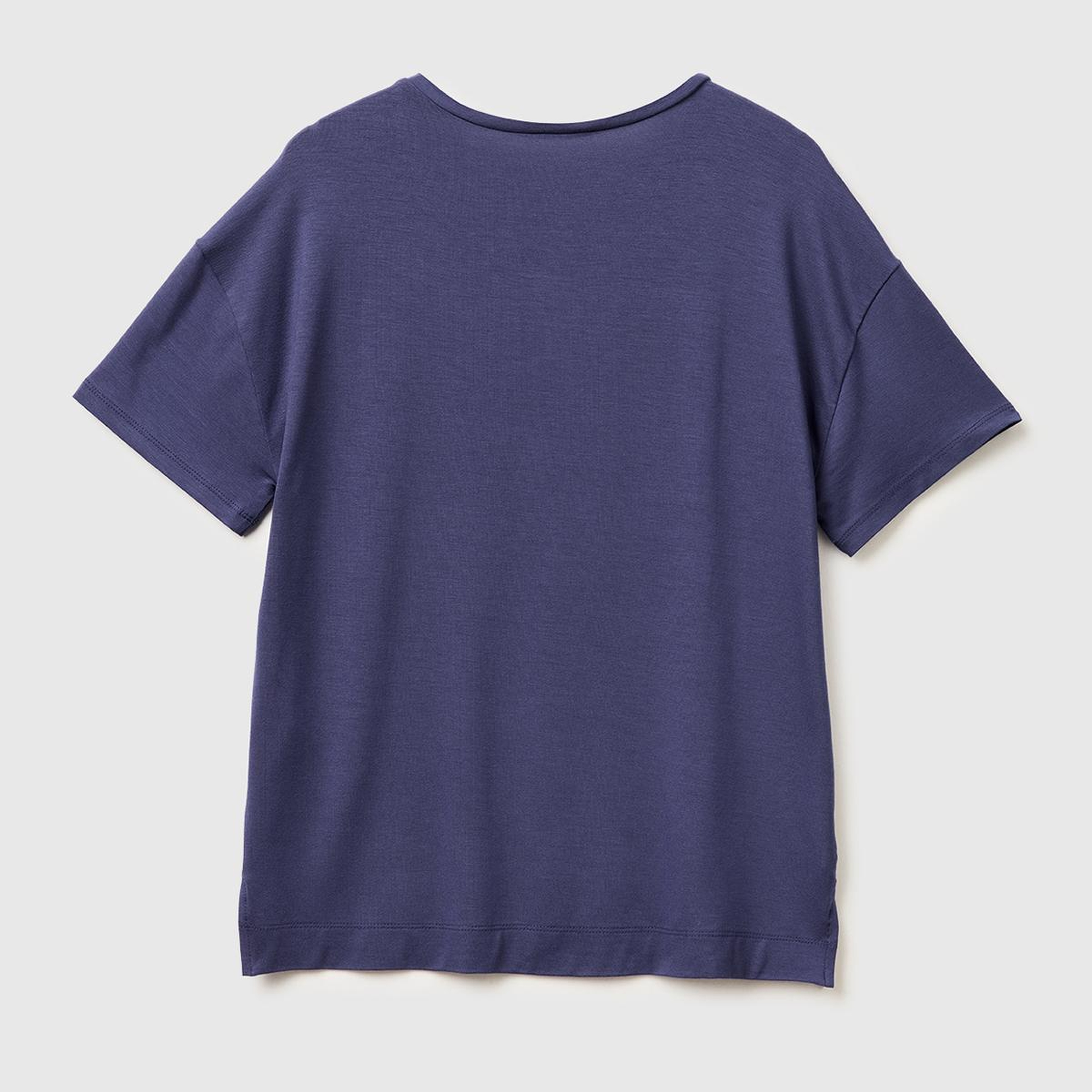 Kadın Koyu Mavi Modal Karışımlı Logolu Kısa Kollu Yuvarlak Yaka T-Shirt