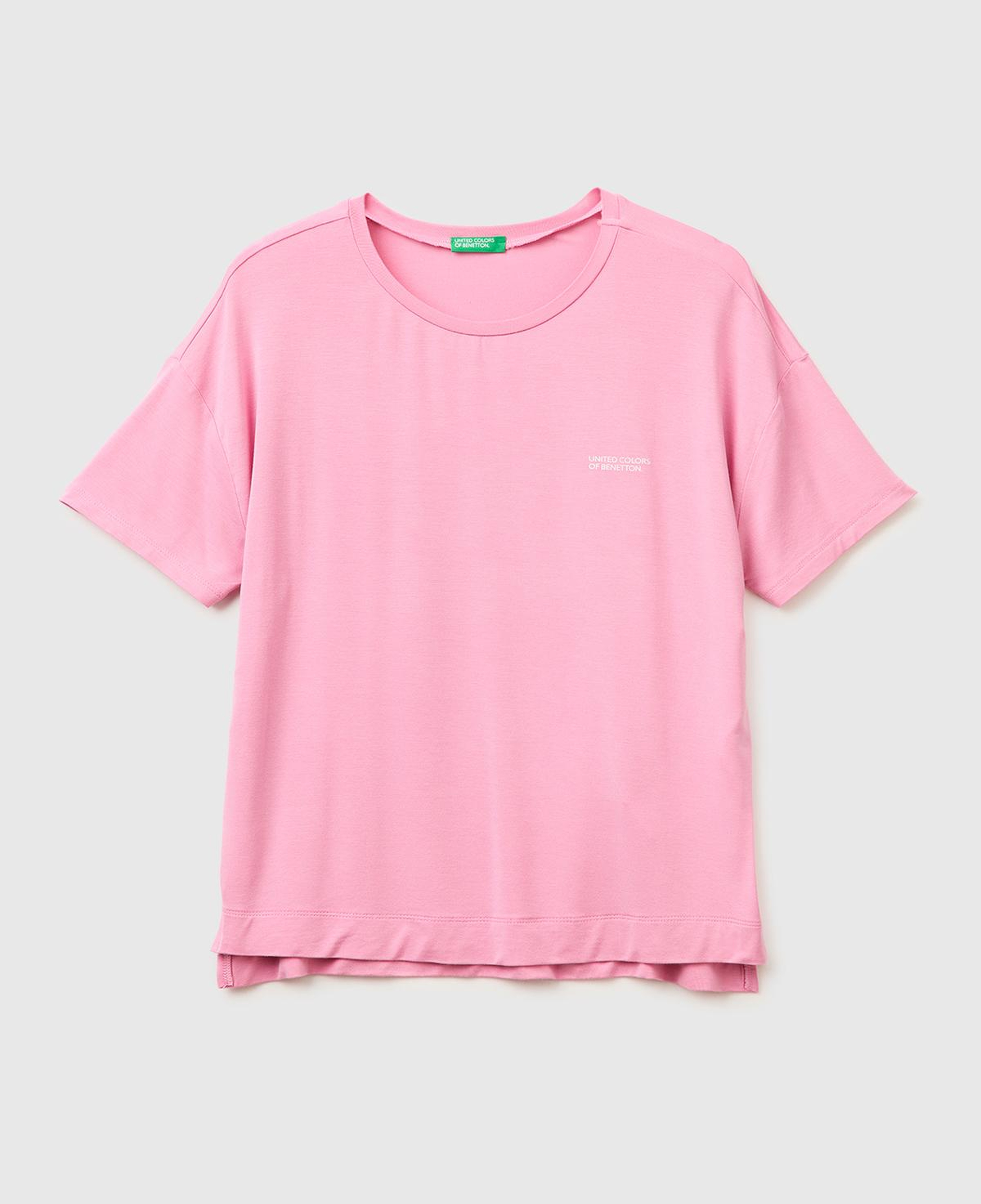 Kadın Pembe Modal Karışımlı Logolu Kısa Kollu Yuvarlak Yaka T-Shirt