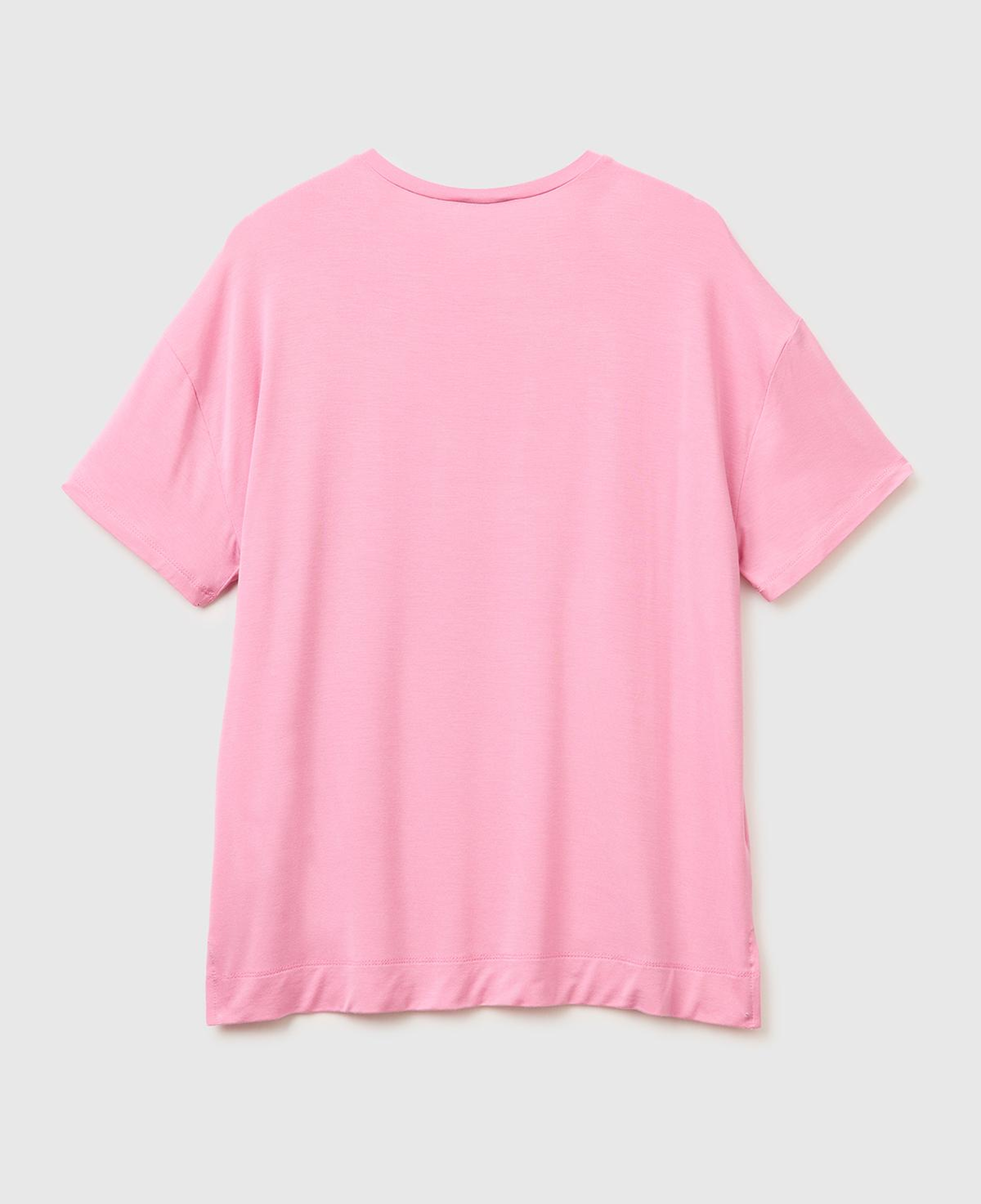 Kadın Pembe Modal Karışımlı Logolu Kısa Kollu Yuvarlak Yaka T-Shirt