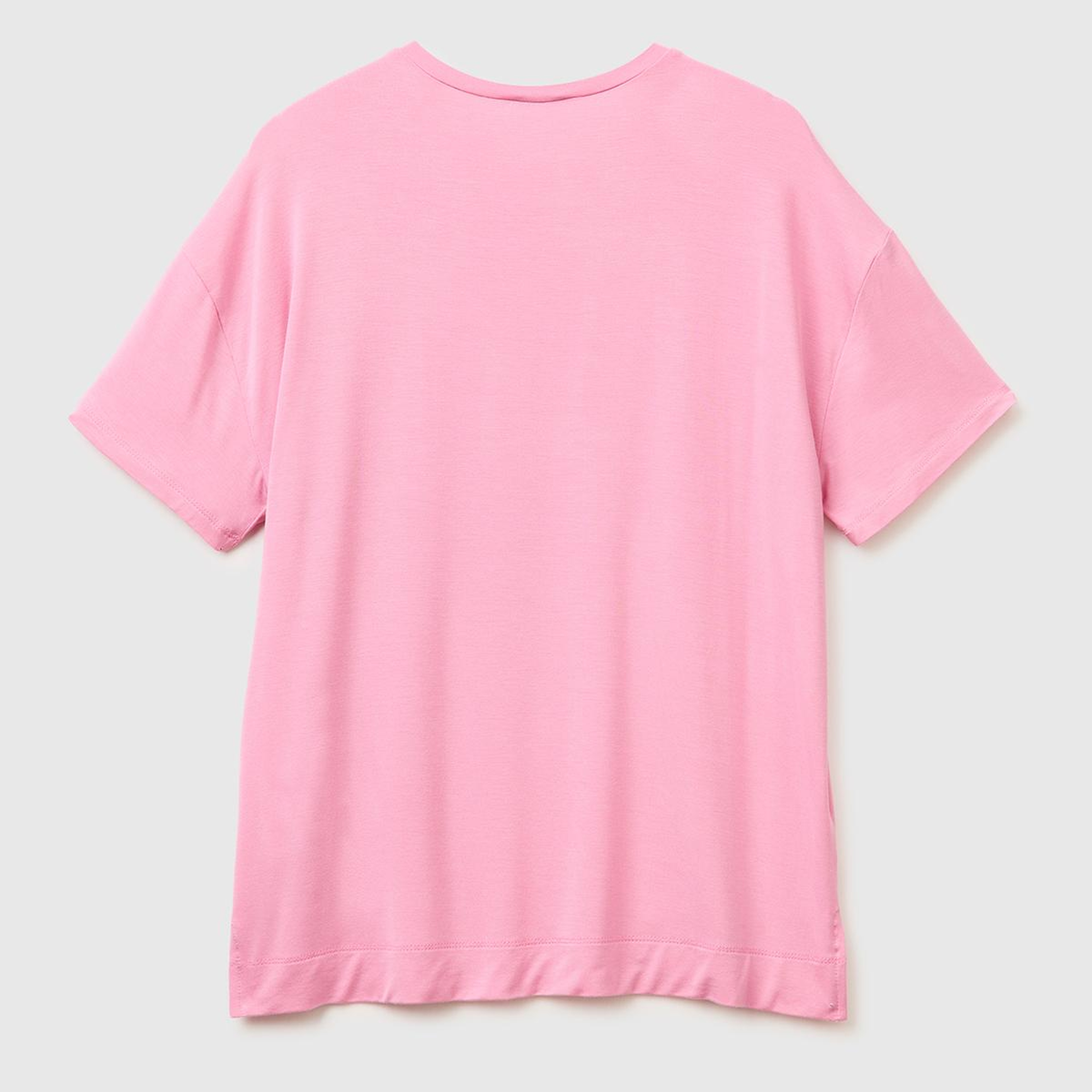 Kadın Pembe Modal Karışımlı Logolu Kısa Kollu Yuvarlak Yaka T-Shirt