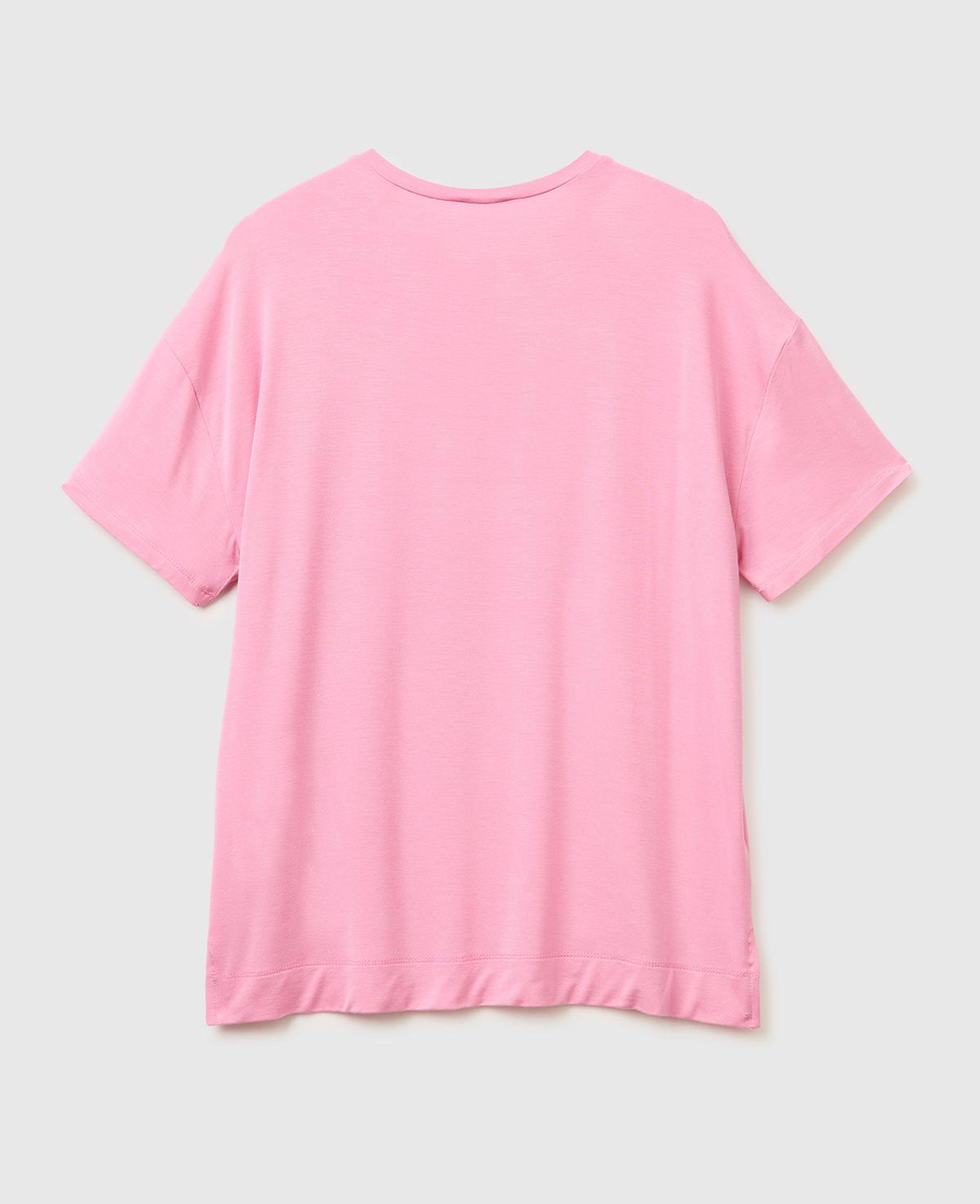 Kadın Pembe Modal Karışımlı Logolu Kısa Kollu Yuvarlak Yaka T-Shirt