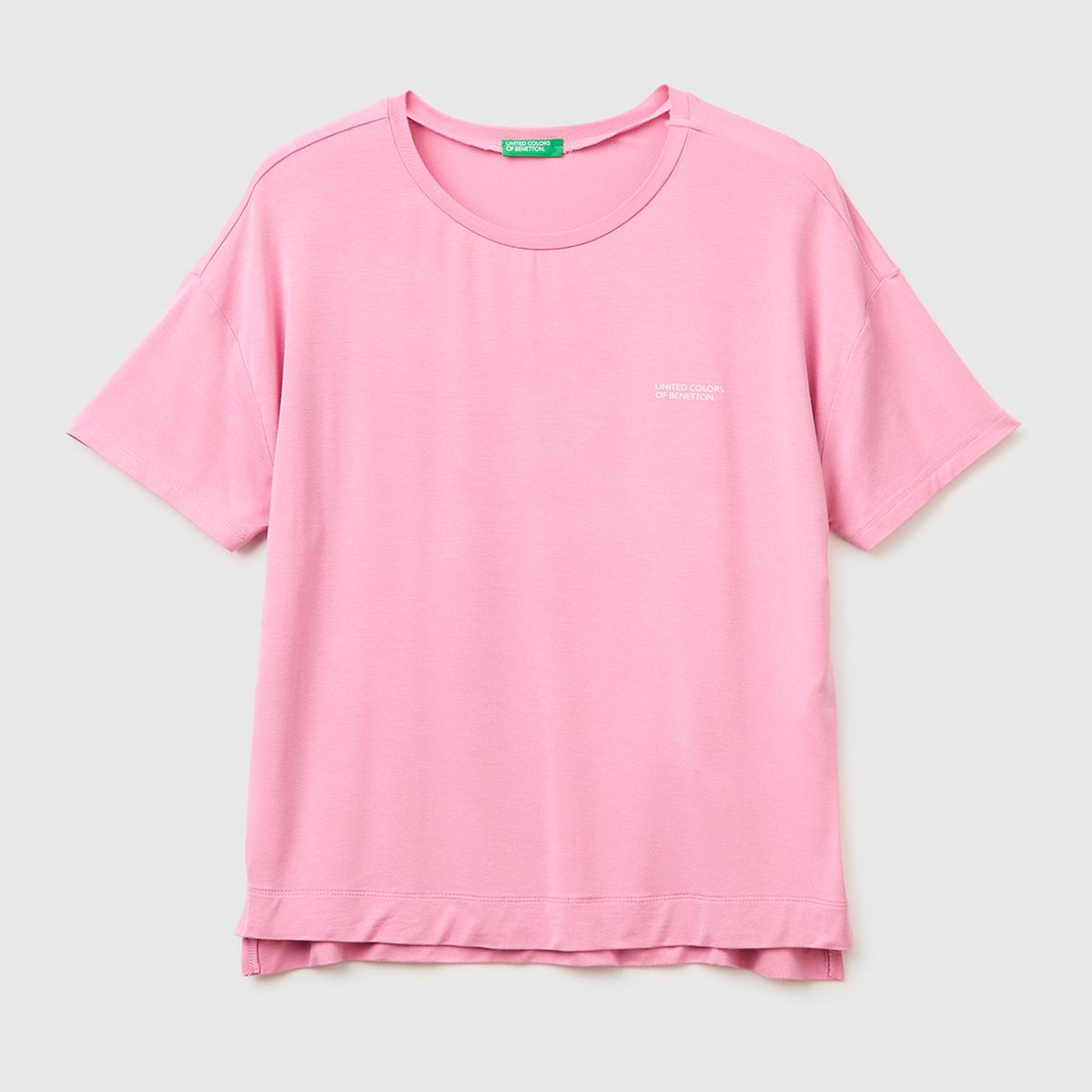 Kadın Pembe Modal Karışımlı Logolu Kısa Kollu Yuvarlak Yaka T-Shirt
