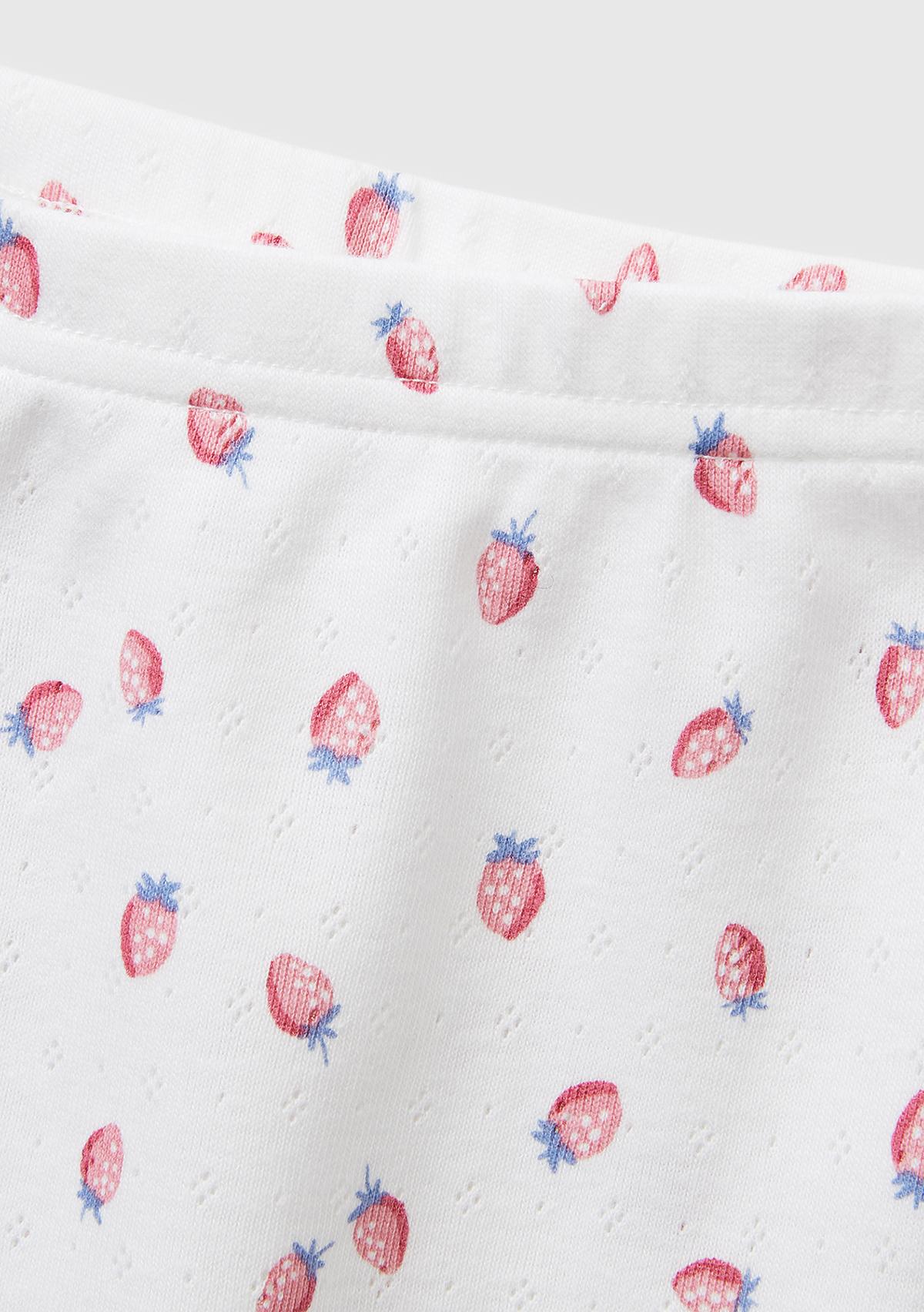 Kız Çocuk Turuncu Desenli Desenli Fırfır Detaylı Kısa Kollu Şortlu Pijama Takımı