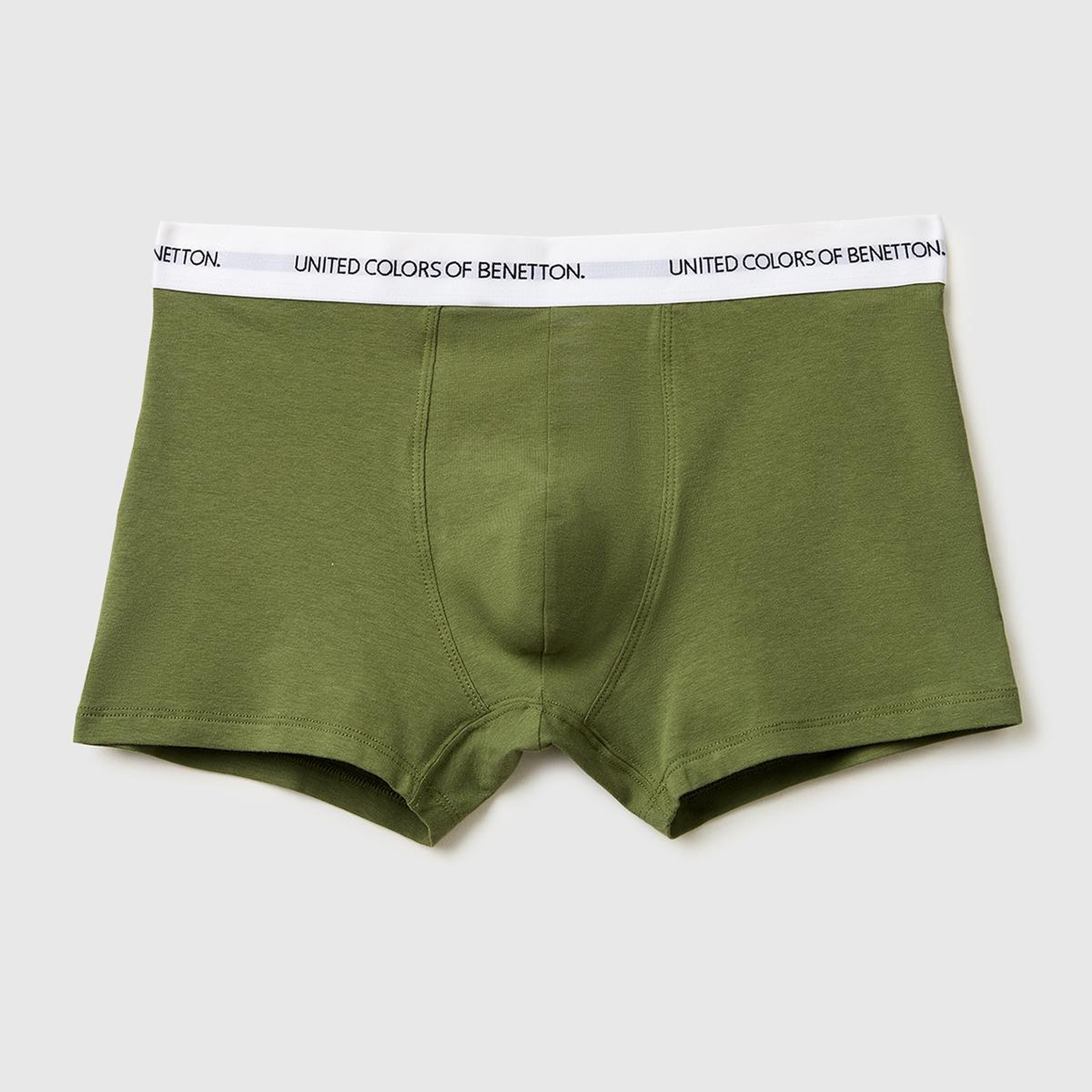 Erkek Haki Logo Yazı Şeritli Koton Boxer