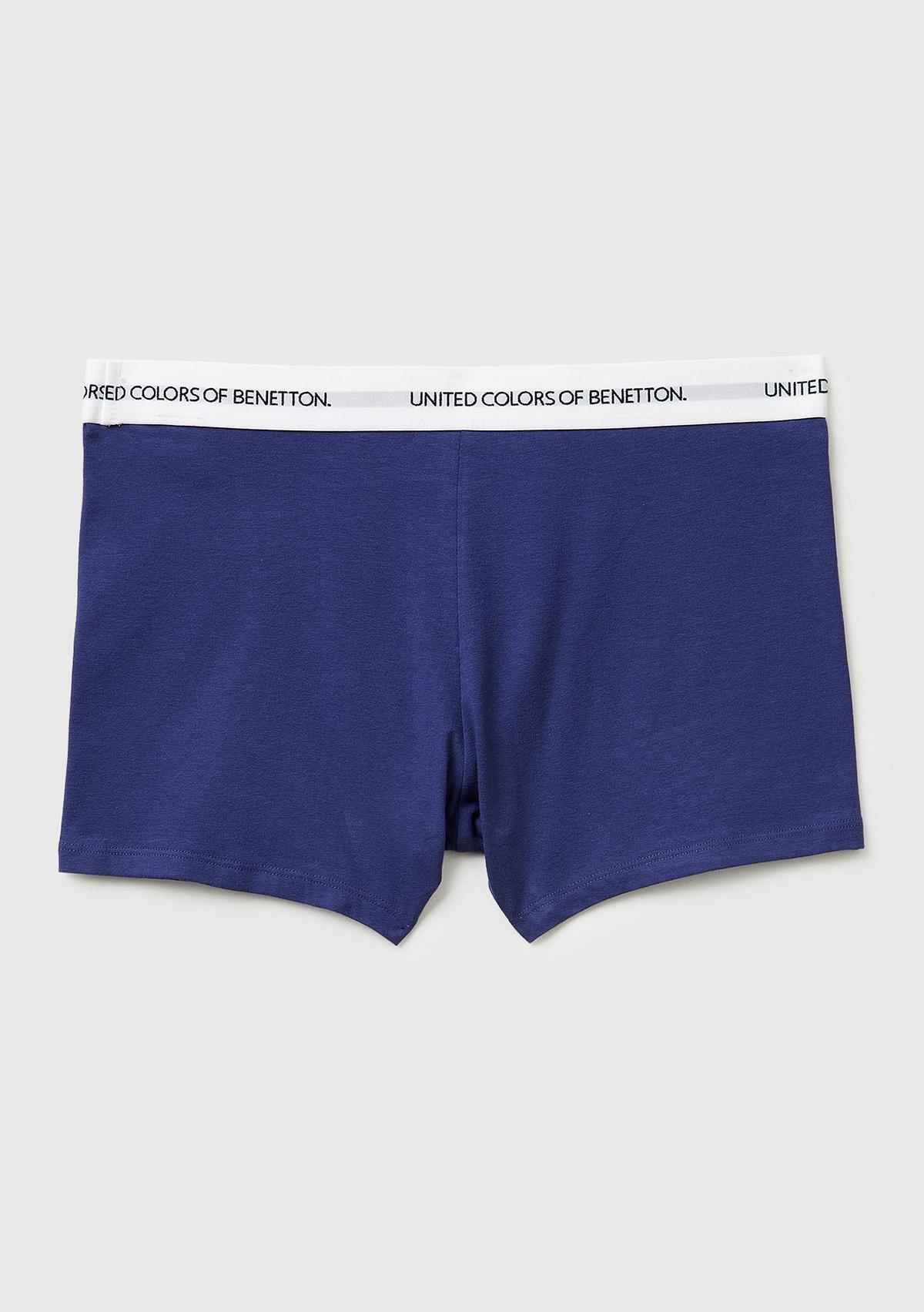 Erkek Koyu Mavi Logo Yazı Şeritli Koton Boxer
