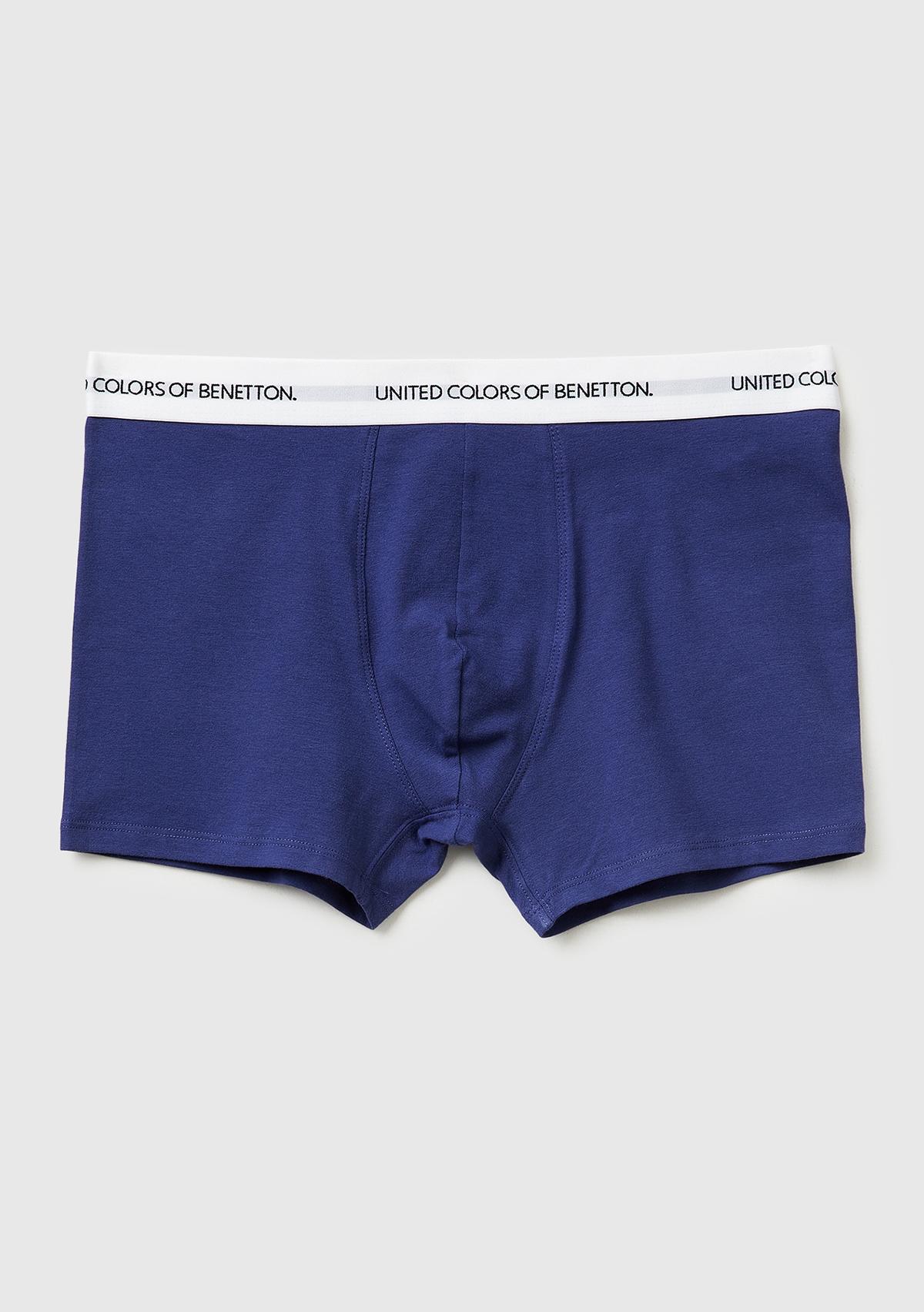 Erkek Koyu Mavi Logo Yazı Şeritli Koton Boxer